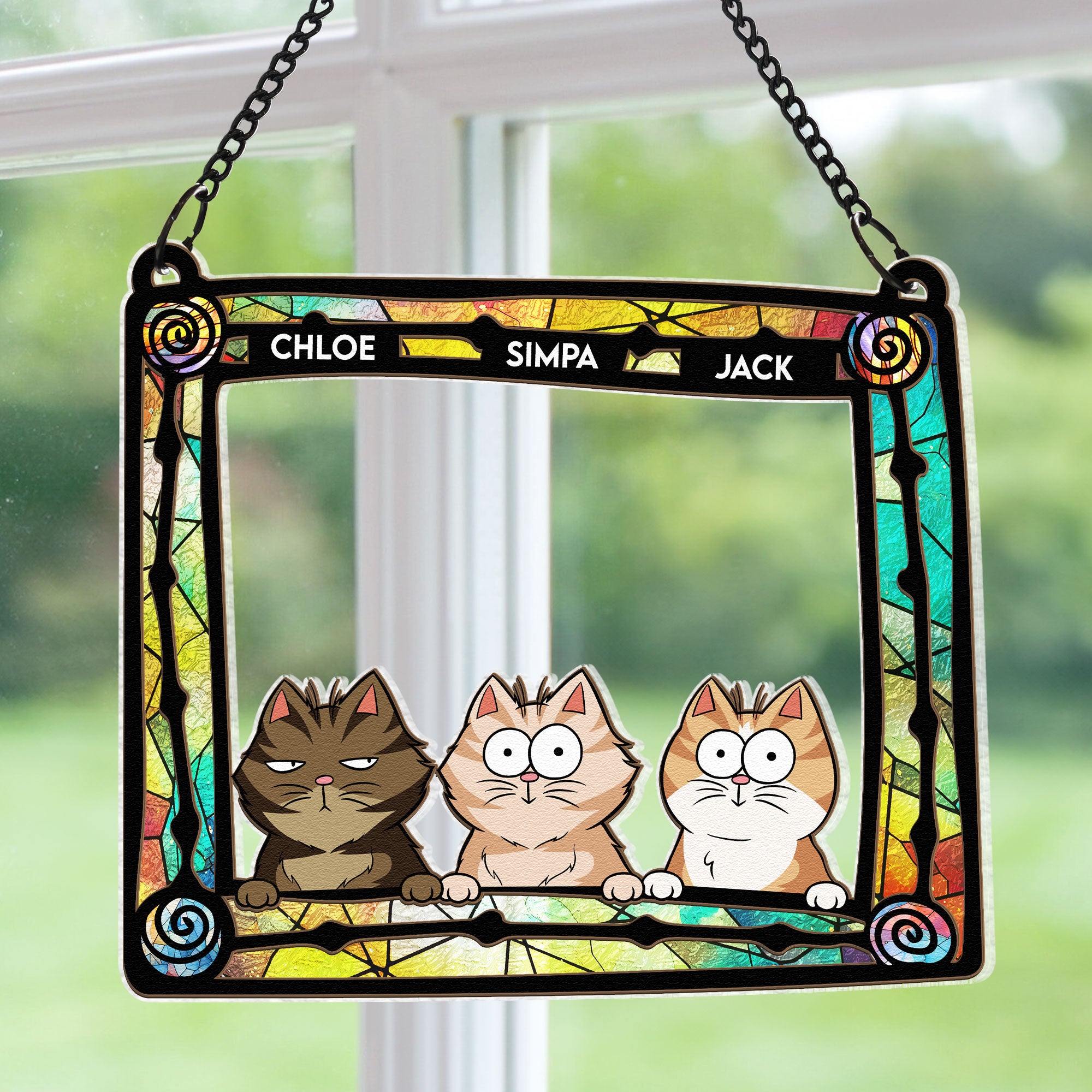 Peeking Pet On Window Frame - Personalized Window Hanging Suncatcher Ornament