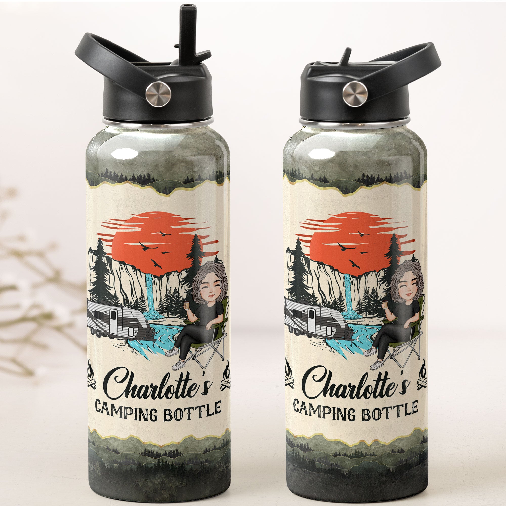 Personal Camping Bottle - Personalized Stainless Steel Water Bottle