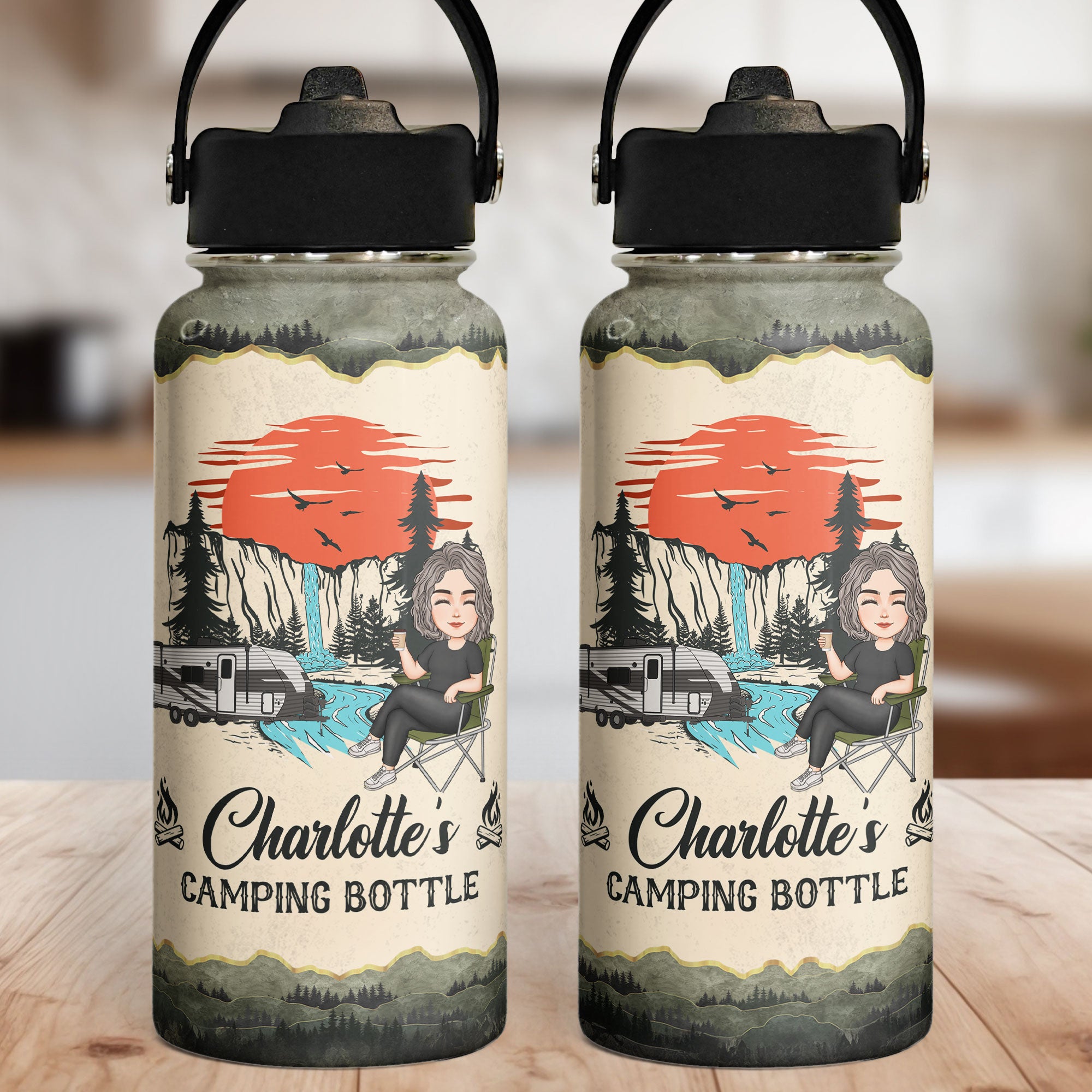 Personal Camping Bottle - Personalized Stainless Steel Water Bottle