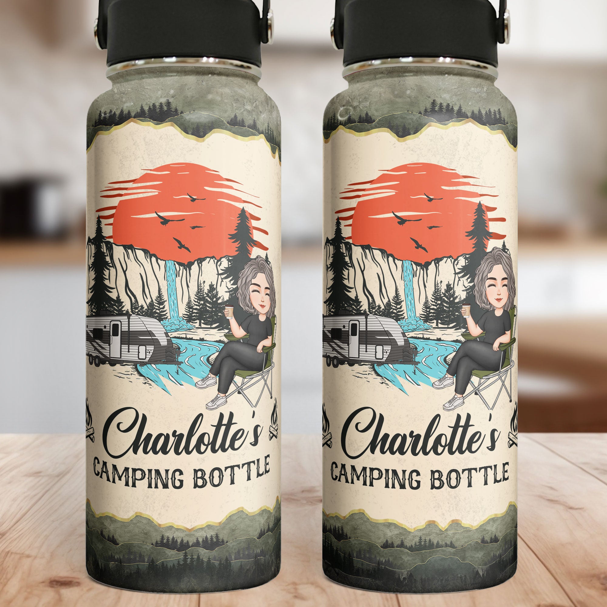 Personal Camping Bottle - Personalized Stainless Steel Water Bottle