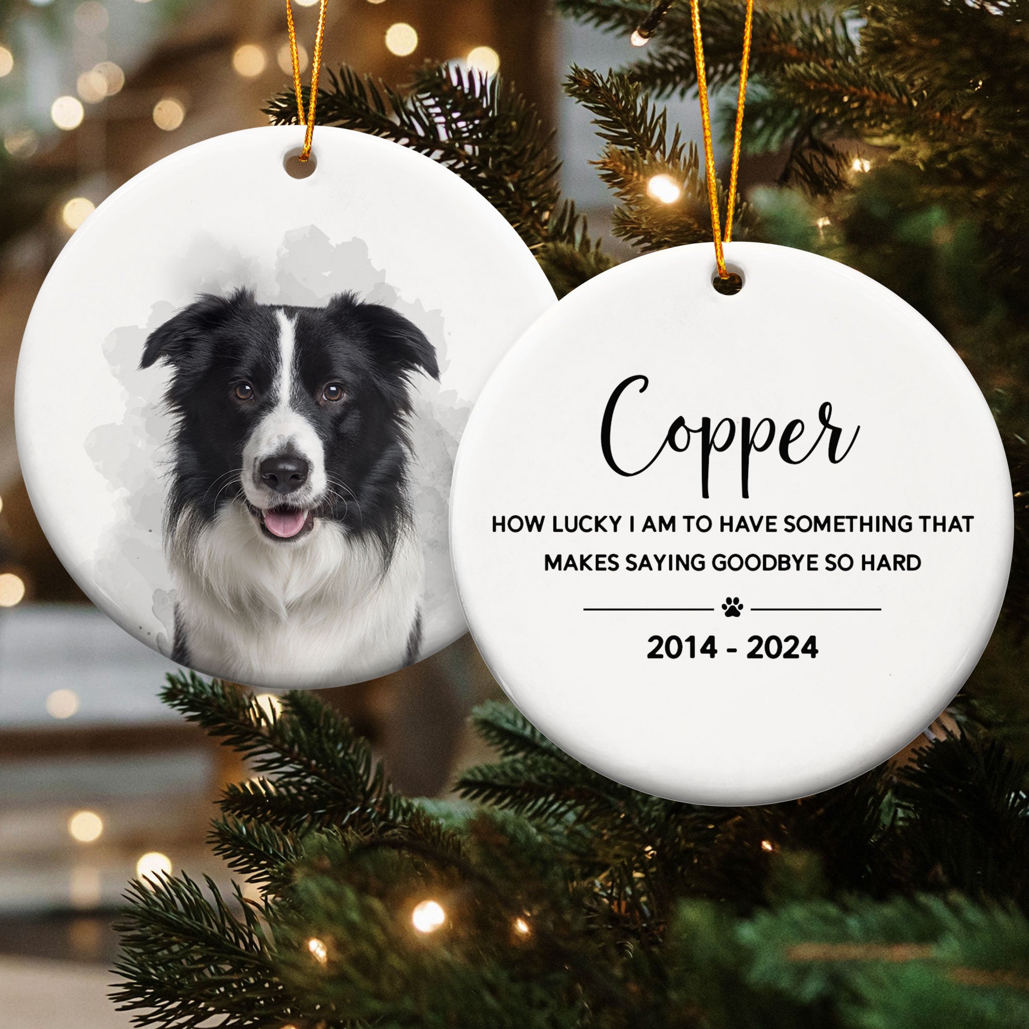 Pet Loss Custom Photo - Personalized Ceramic Photo Ornament