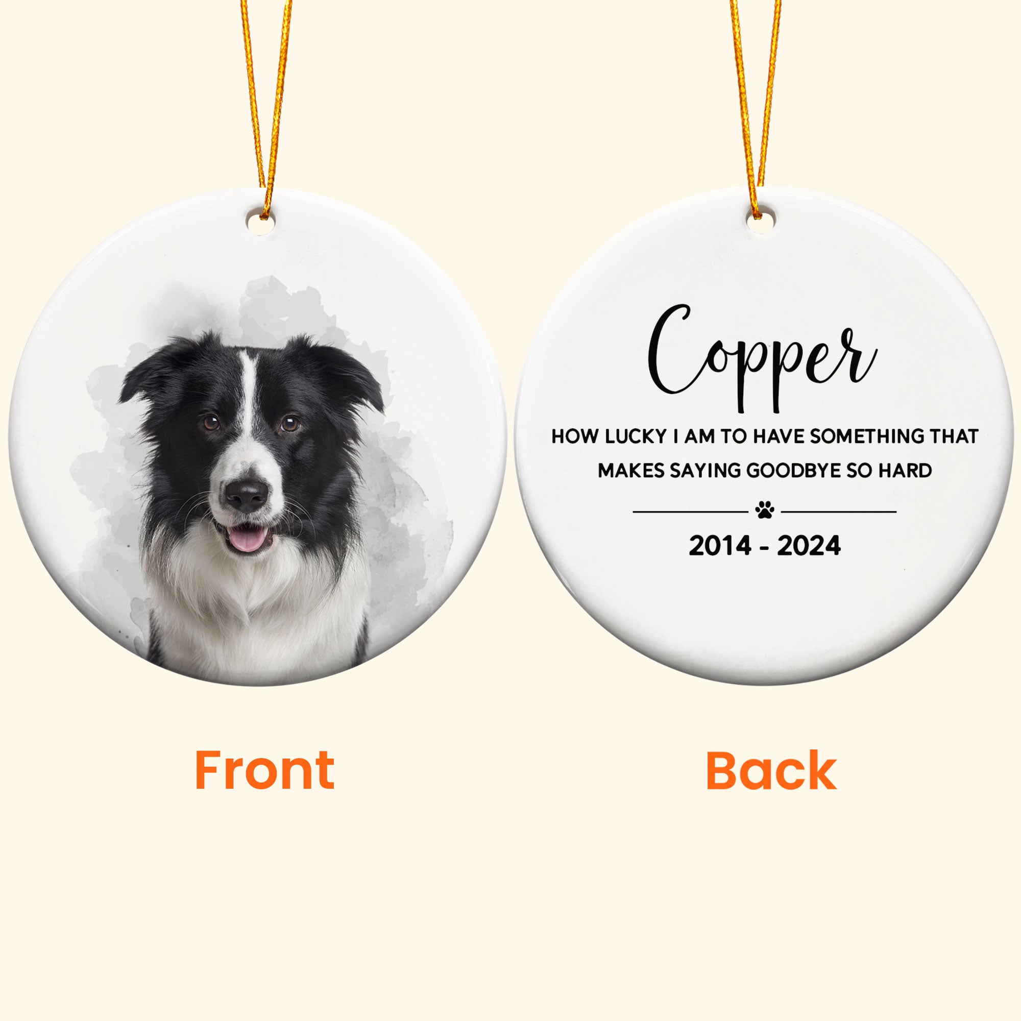 Pet Loss Custom Photo - Personalized Ceramic Photo Ornament