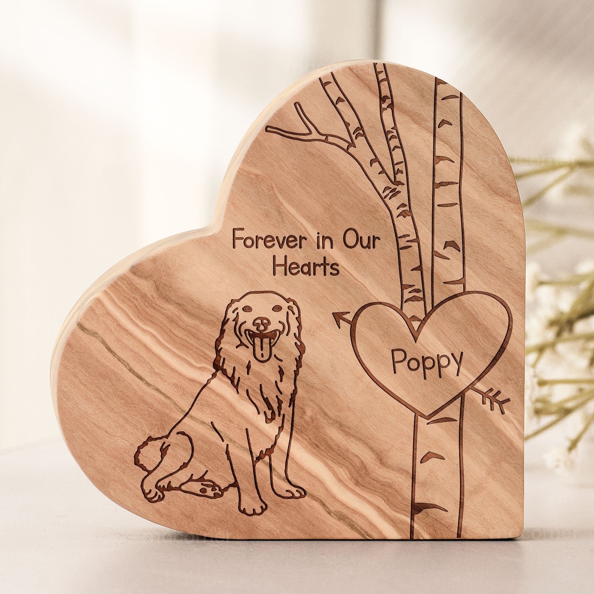 Pet Loss Forever In Our Hearts - Personalized Engraved Wood Photo Plaque