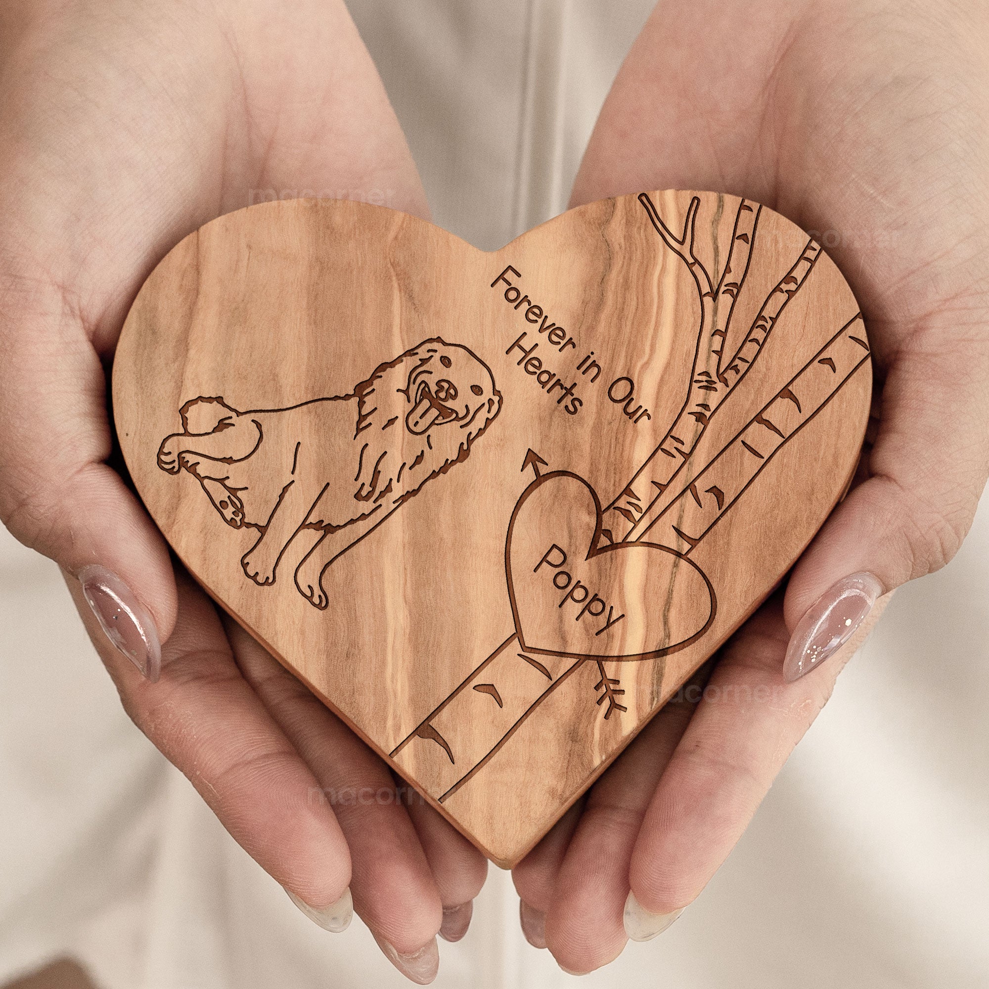 Pet Loss Forever In Our Hearts - Personalized Engraved Wood Photo Plaque