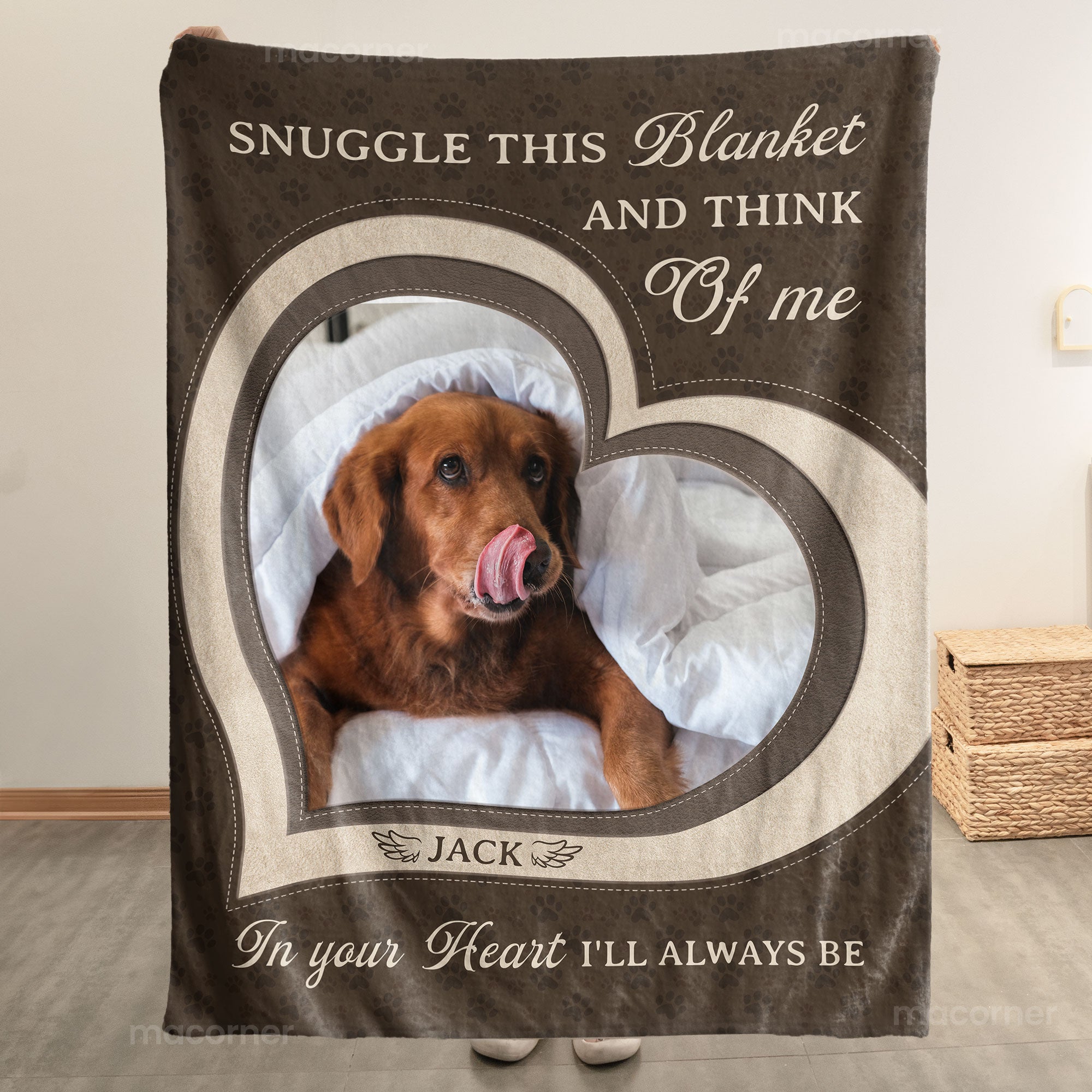 Pet Loss Snuggle This Blanket And Think Of Me - Personalized Photo Blanket