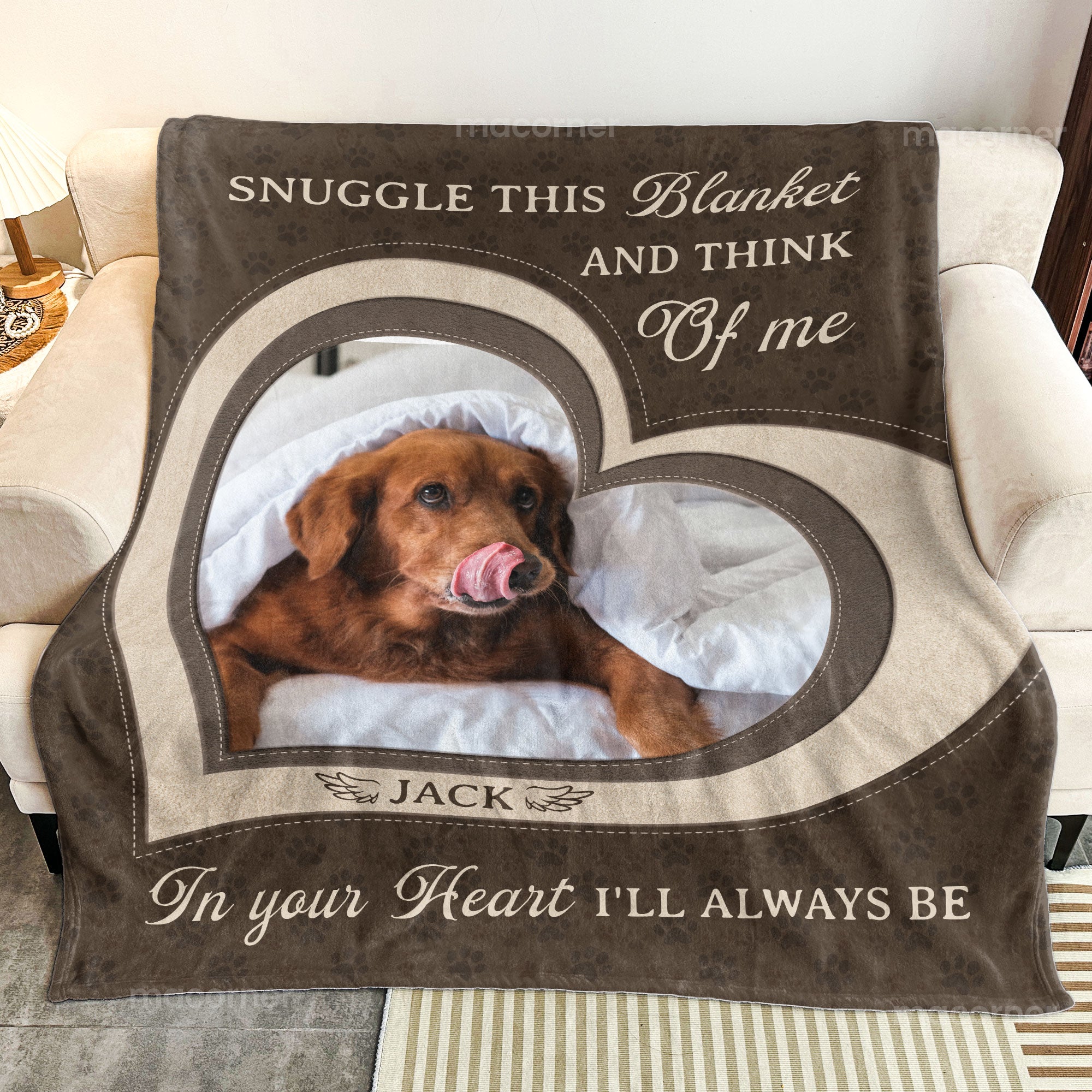 Pet Loss Snuggle This Blanket And Think Of Me - Personalized Photo Blanket