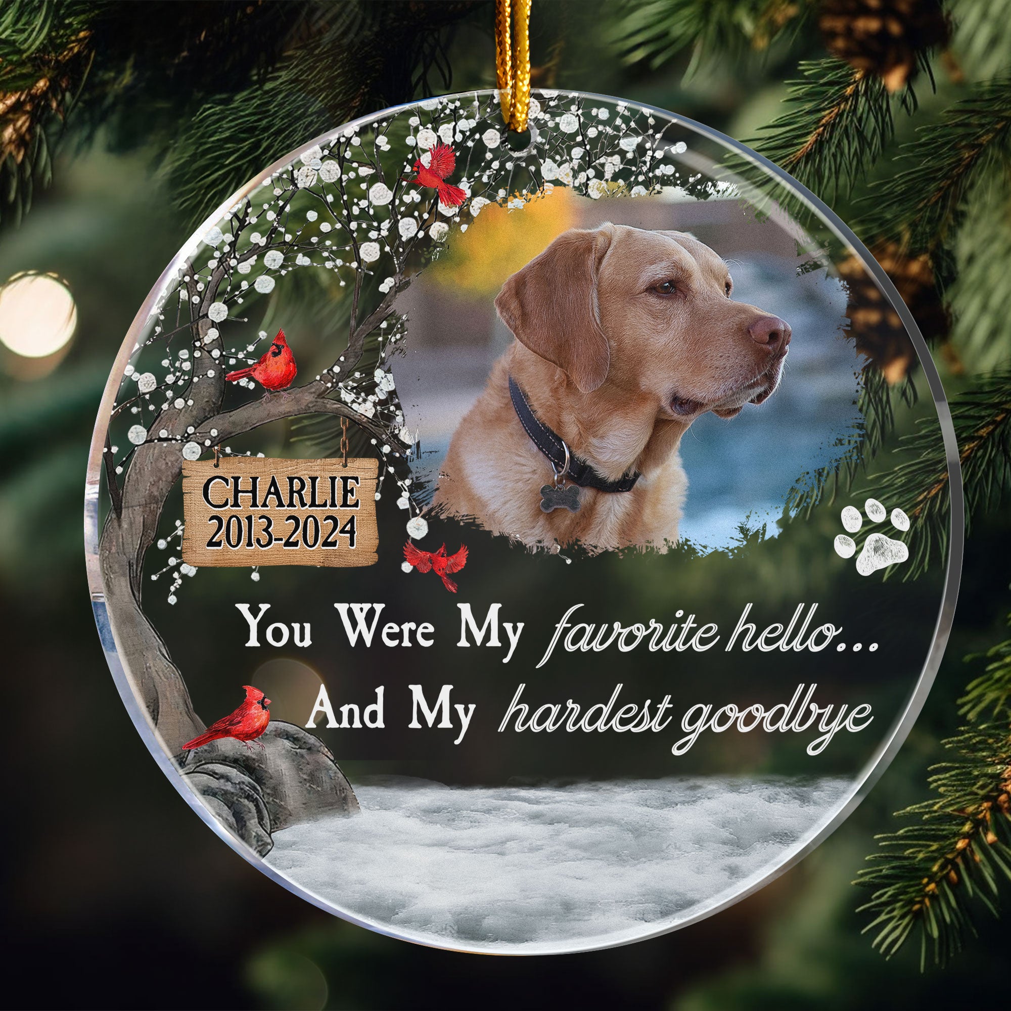 Pet Loss You Were My Favorite Hello - Personalized Acrylic Photo Ornament