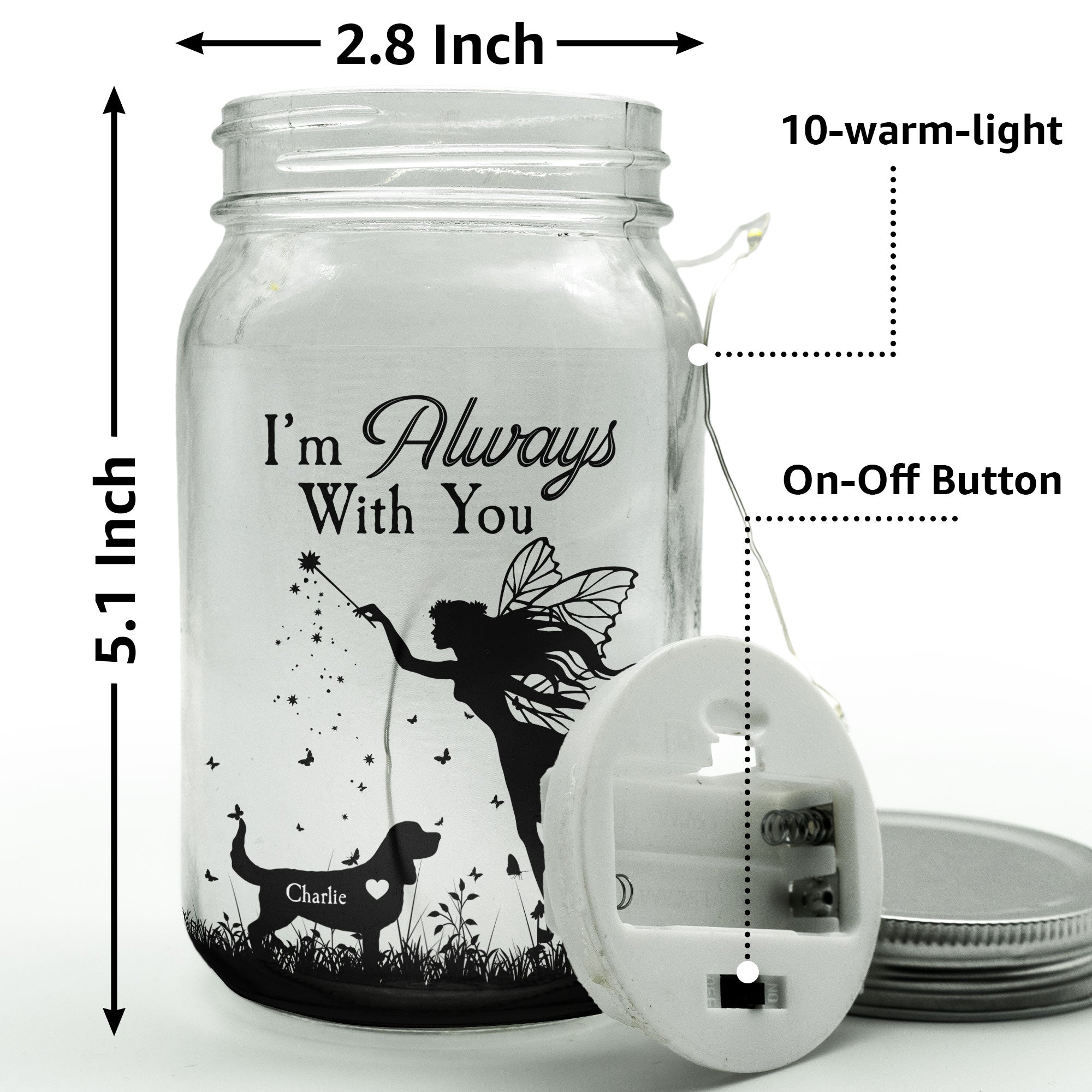 Pet Memorial I'm Always With You - Personalized Photo Mason Jar Light