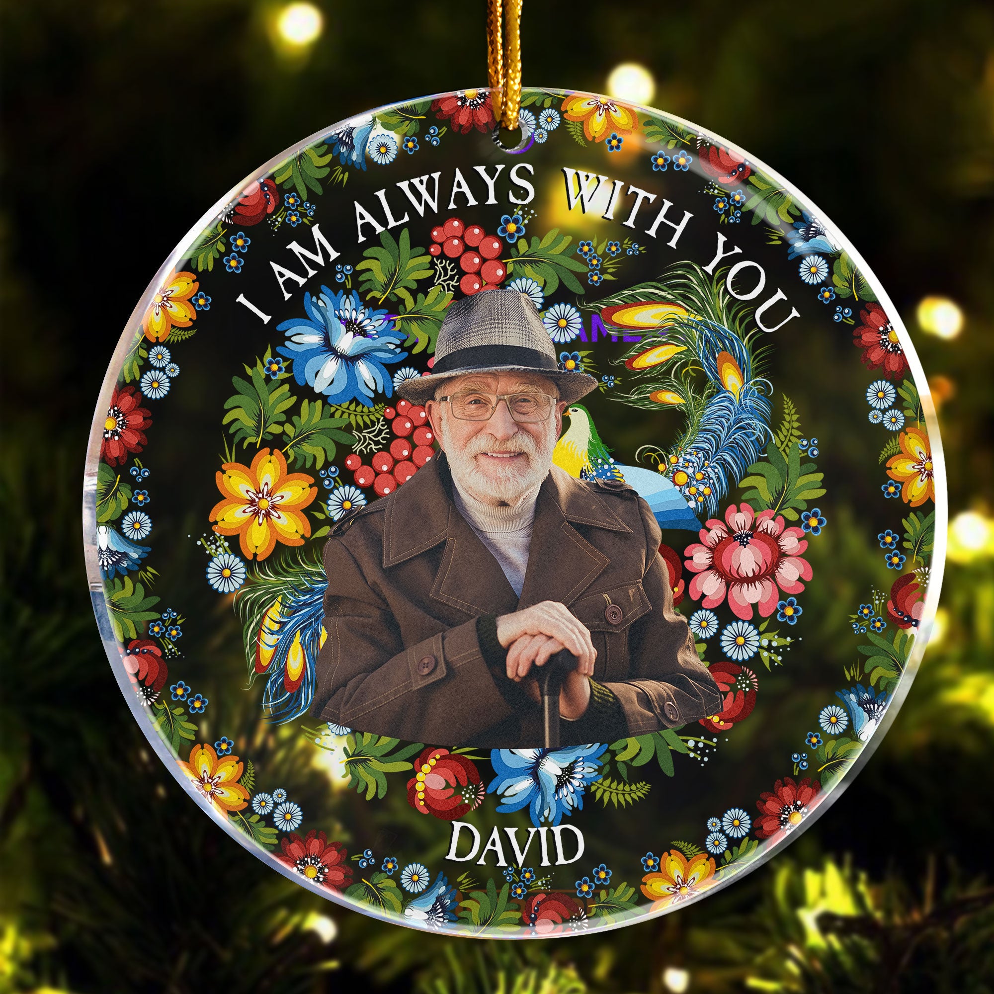 Petrykivka Memorial Ornament Always With You - Personalized Acrylic Photo Ornament