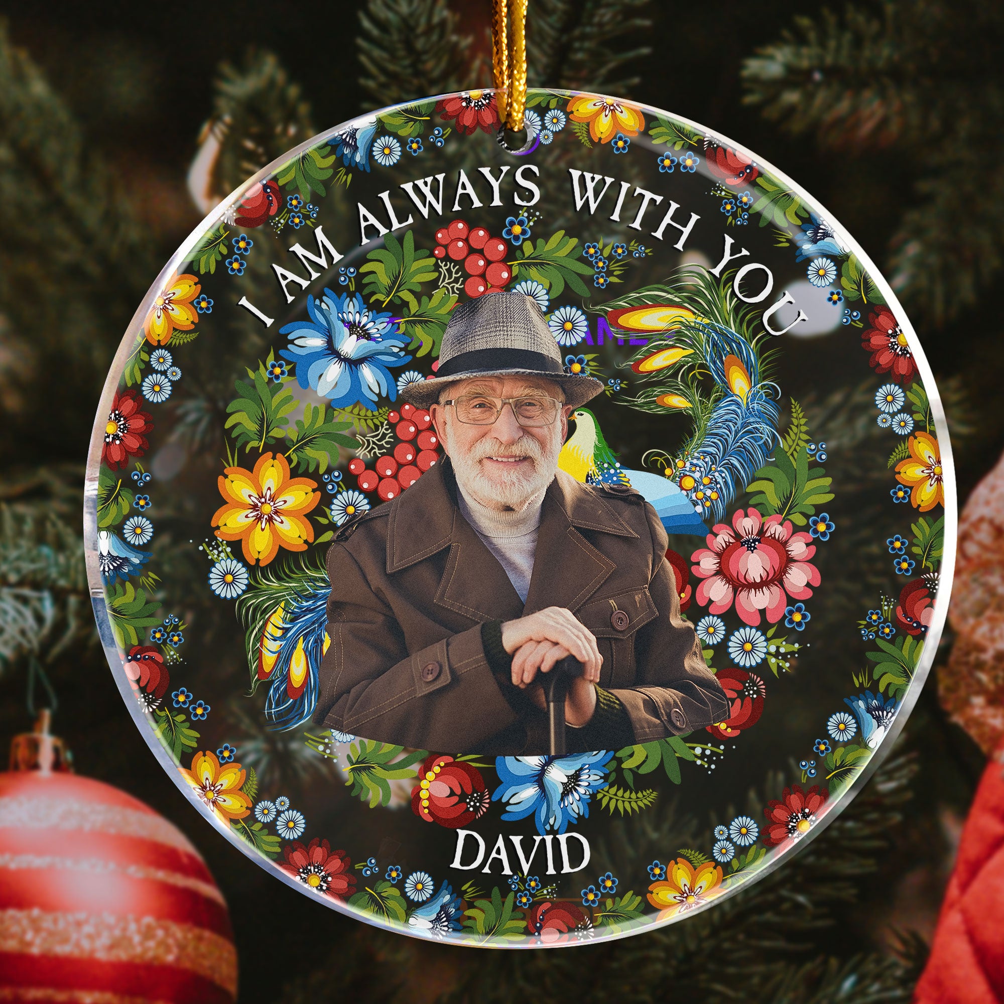 Petrykivka Memorial Ornament Always With You - Personalized Acrylic Photo Ornament