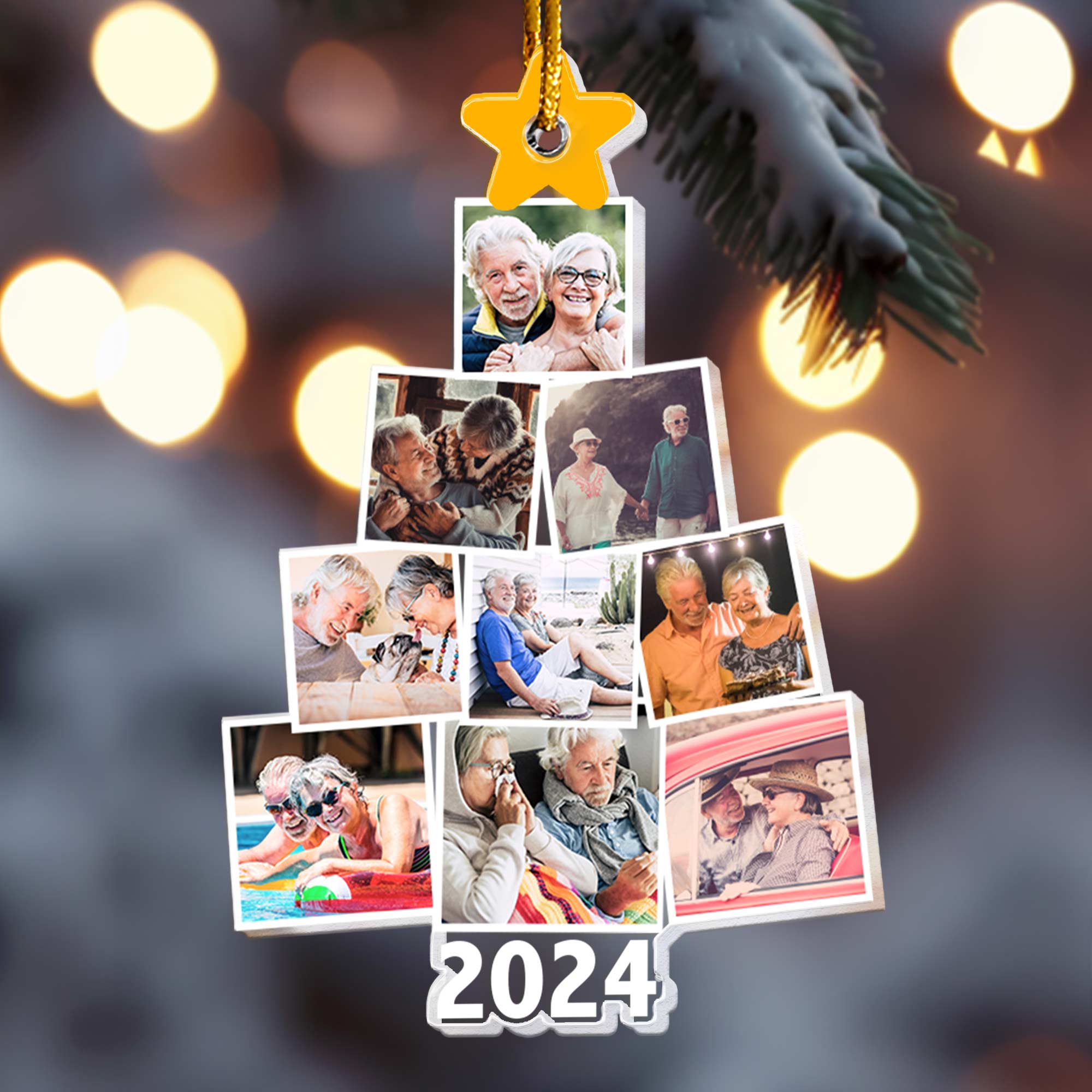 Photo Couple Christmas Tree - Personalized Acrylic Photo Ornament