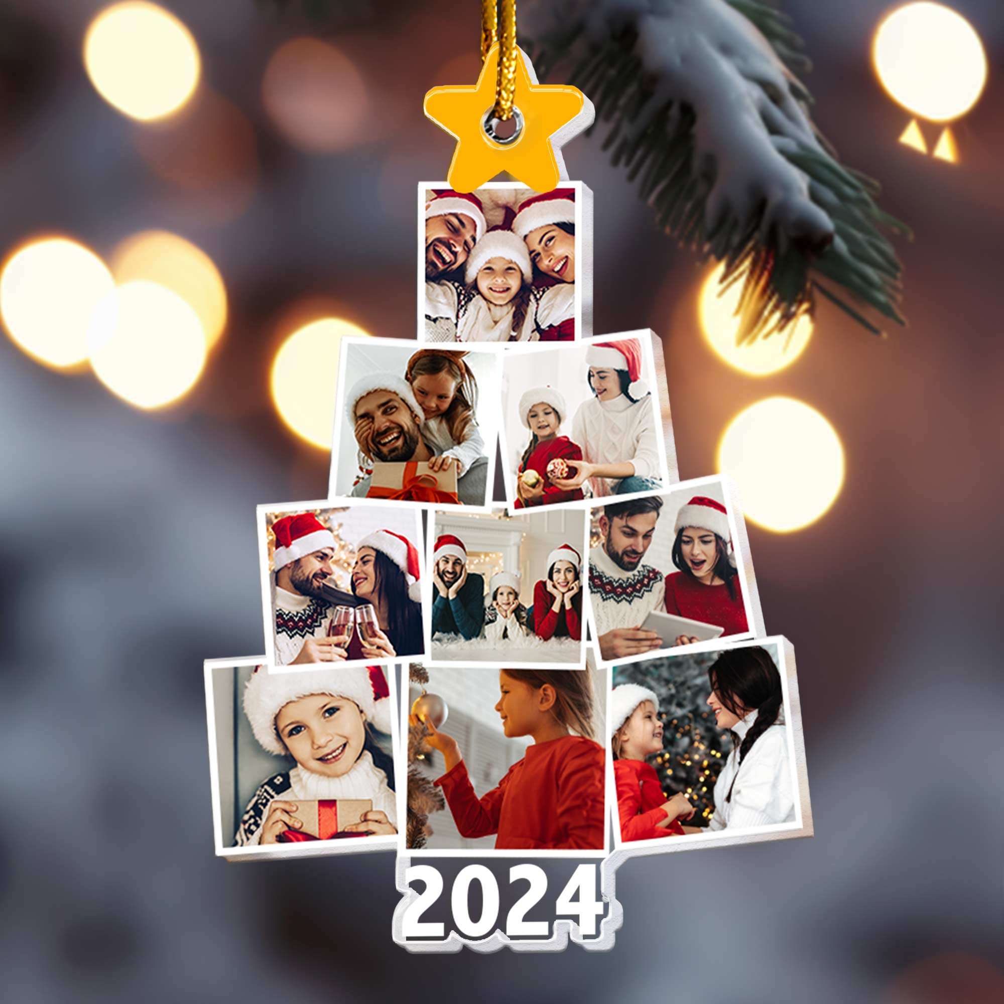 Photo Family Tree Christmas - Ver 2 - Personalized Family Photo Ornament