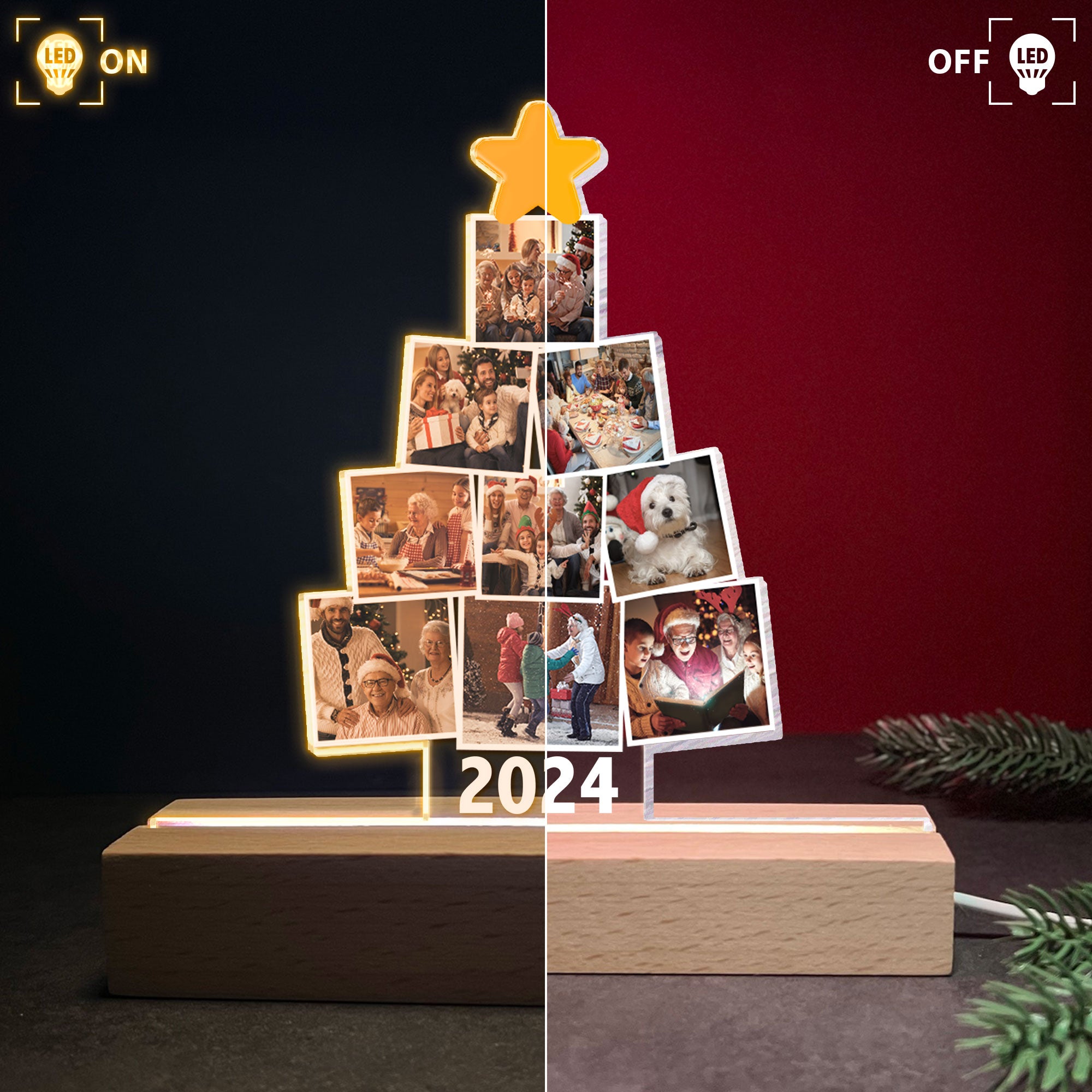 Photo Family Tree Christmas - Personalized Photo LED Light