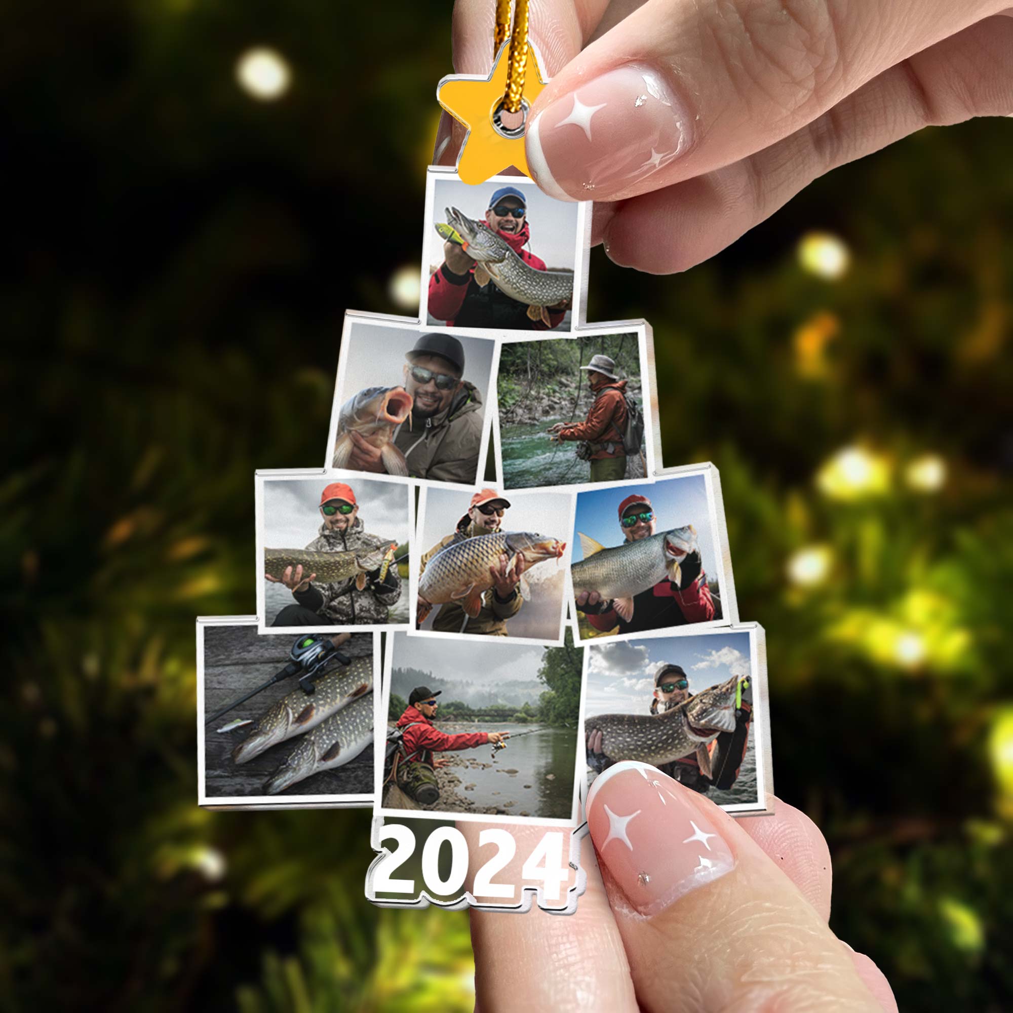 Photo Fishing Christmas Tree - Personalized Acrylic Photo Ornament