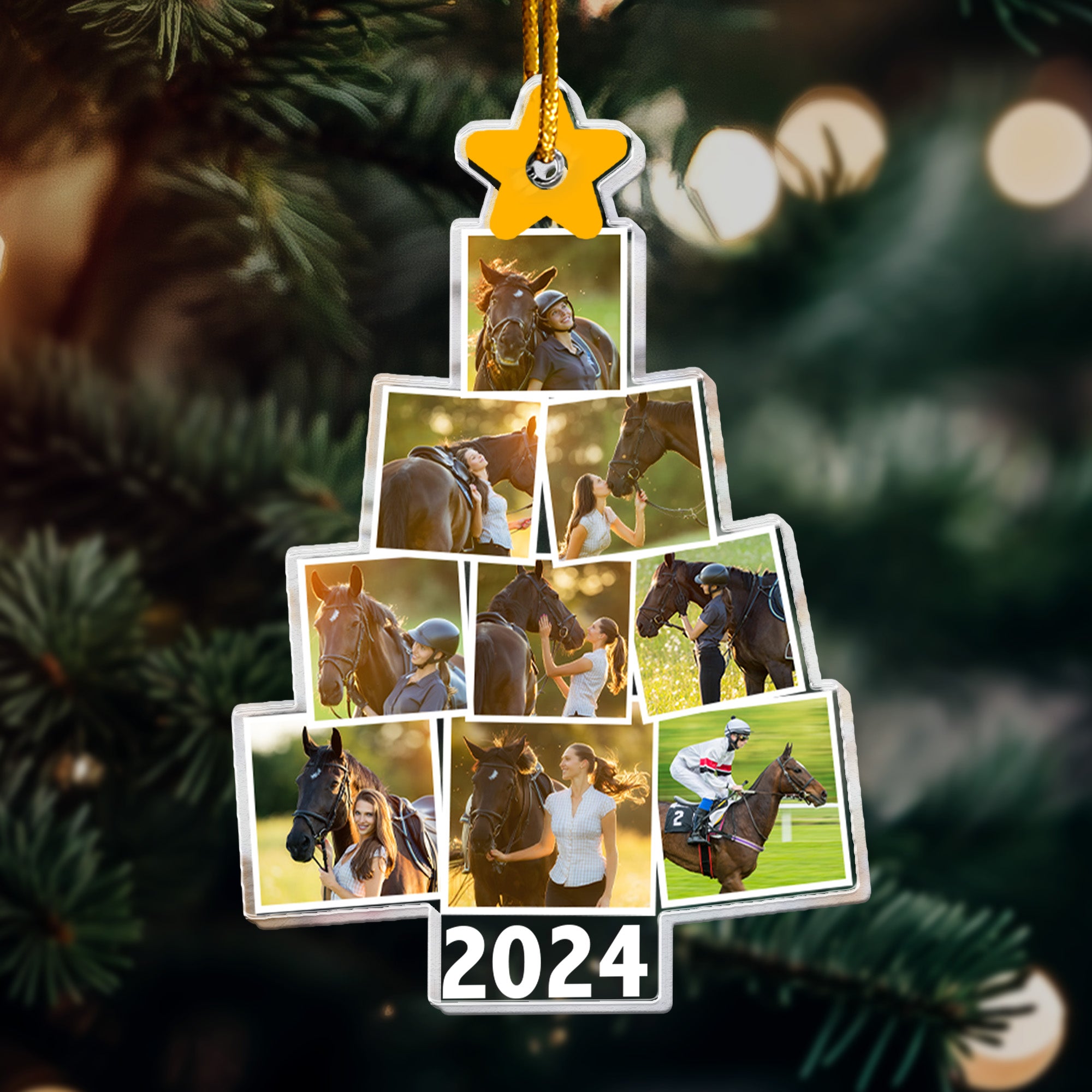 Photo Horse Christmas Tree - Personalized Acrylic Photo Ornament