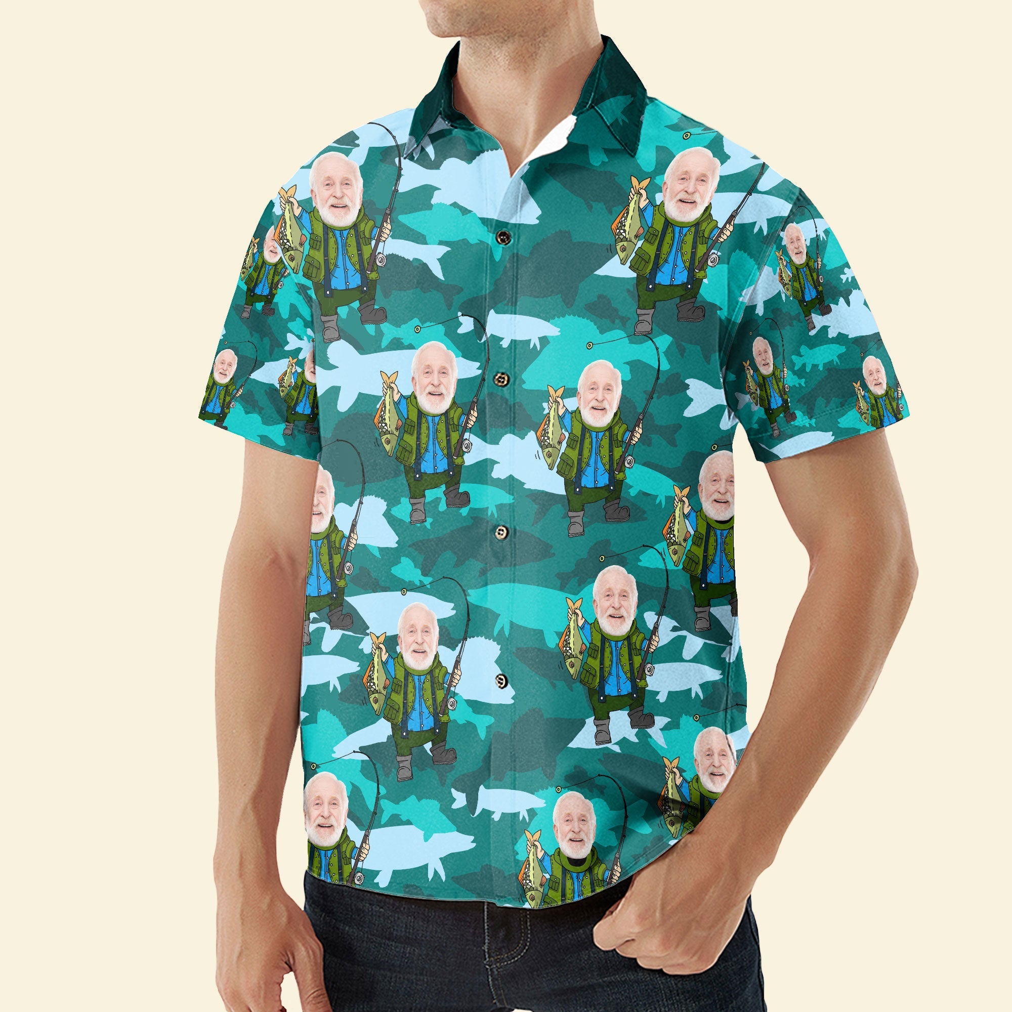 Fishing Man - Personalized Photo Hawaiian Shirt