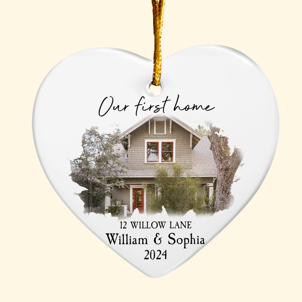 Our New Home - Personalized Heart Shaped Ceramic Photo Ornament