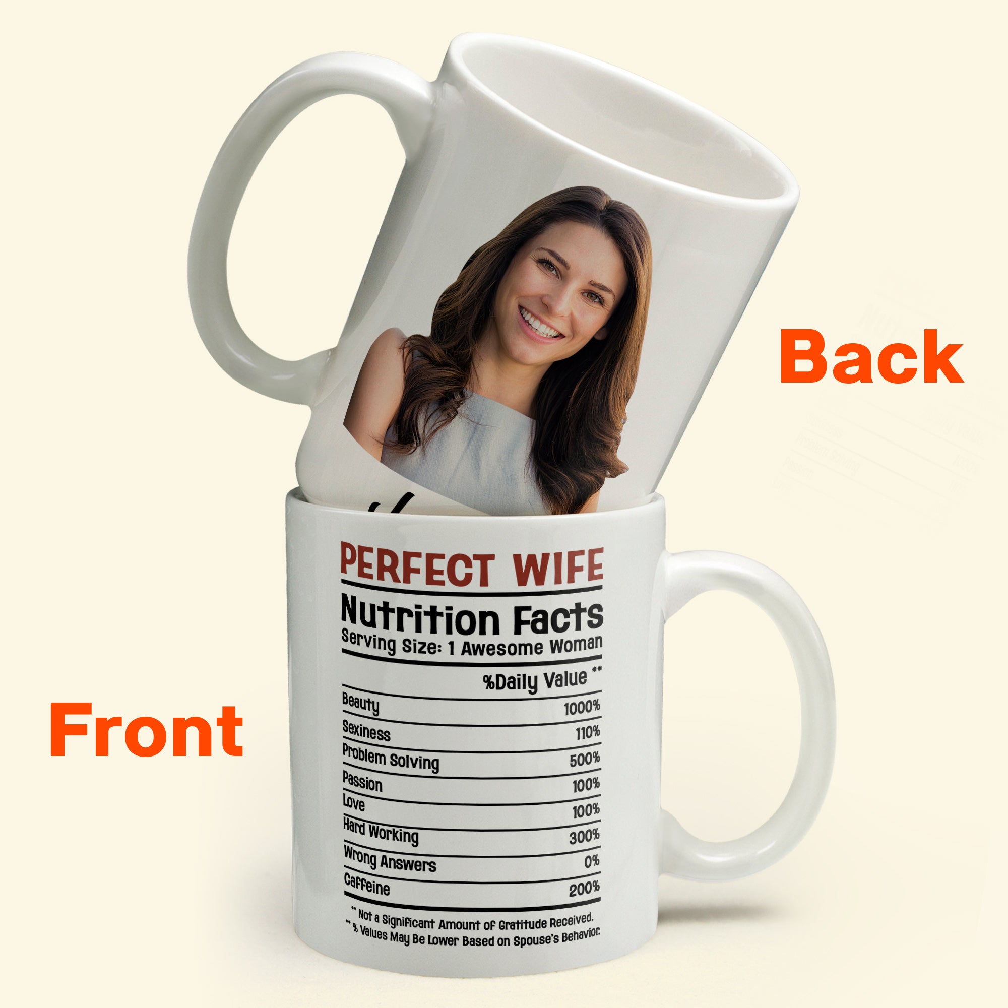 Perfect Wife Nutrition Facts - Personalized Photo Mug