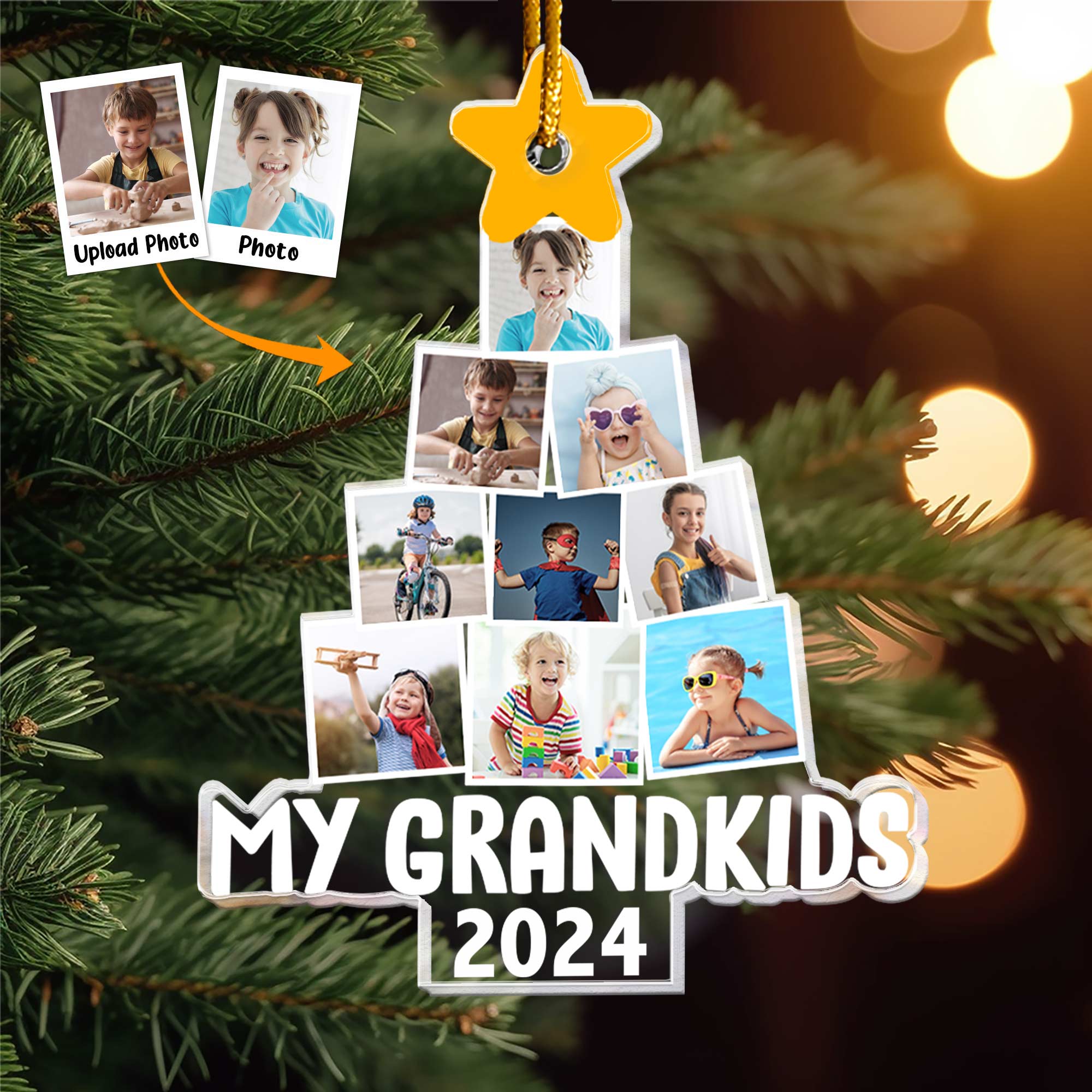 Photo My Grandkids Christmas Tree - Personalized Acrylic Photo Ornament