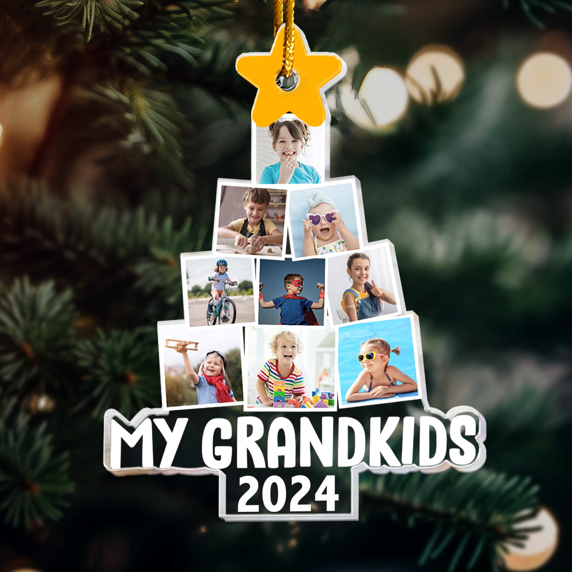 Photo My Grandkids Christmas Tree - Personalized Acrylic Photo Ornament