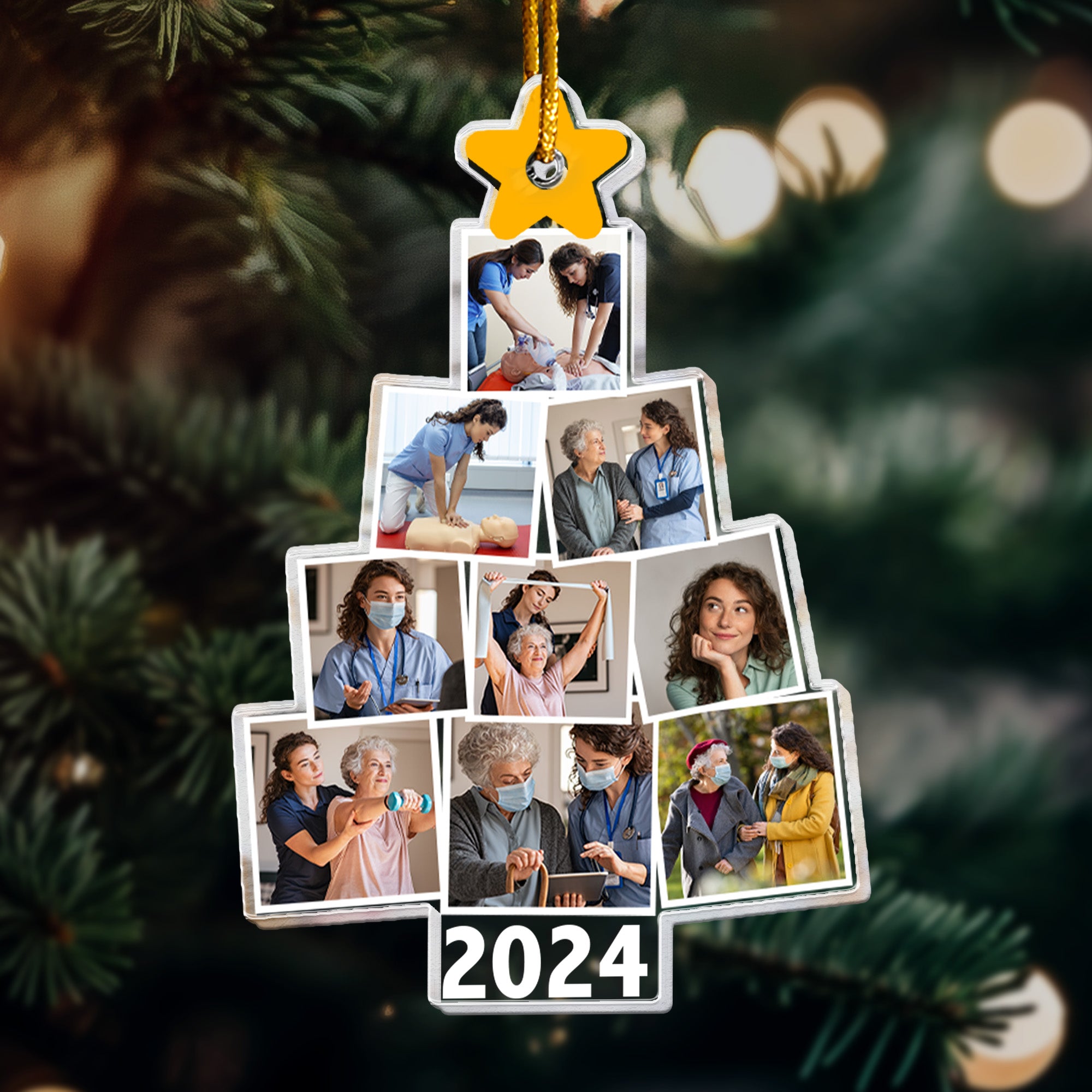 Photo Nurse Christmas Tree - Personalized Acrylic Photo Ornament