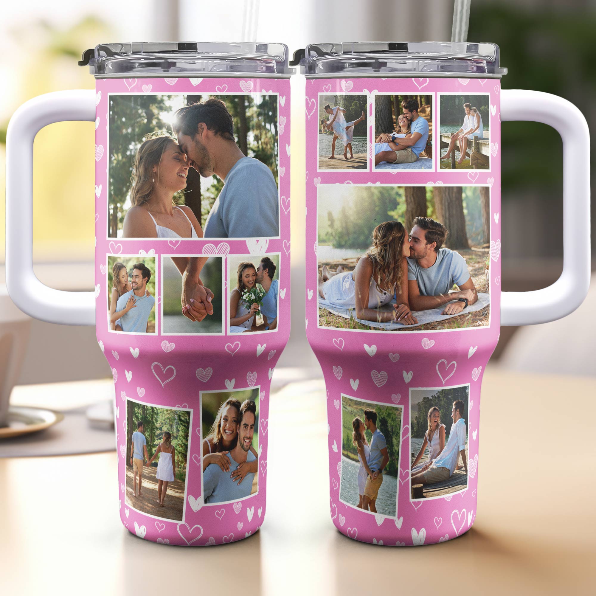 Photo Tumbler 40oz For Couple, Besties - Personalized Photo 40oz Tumbler With Straw