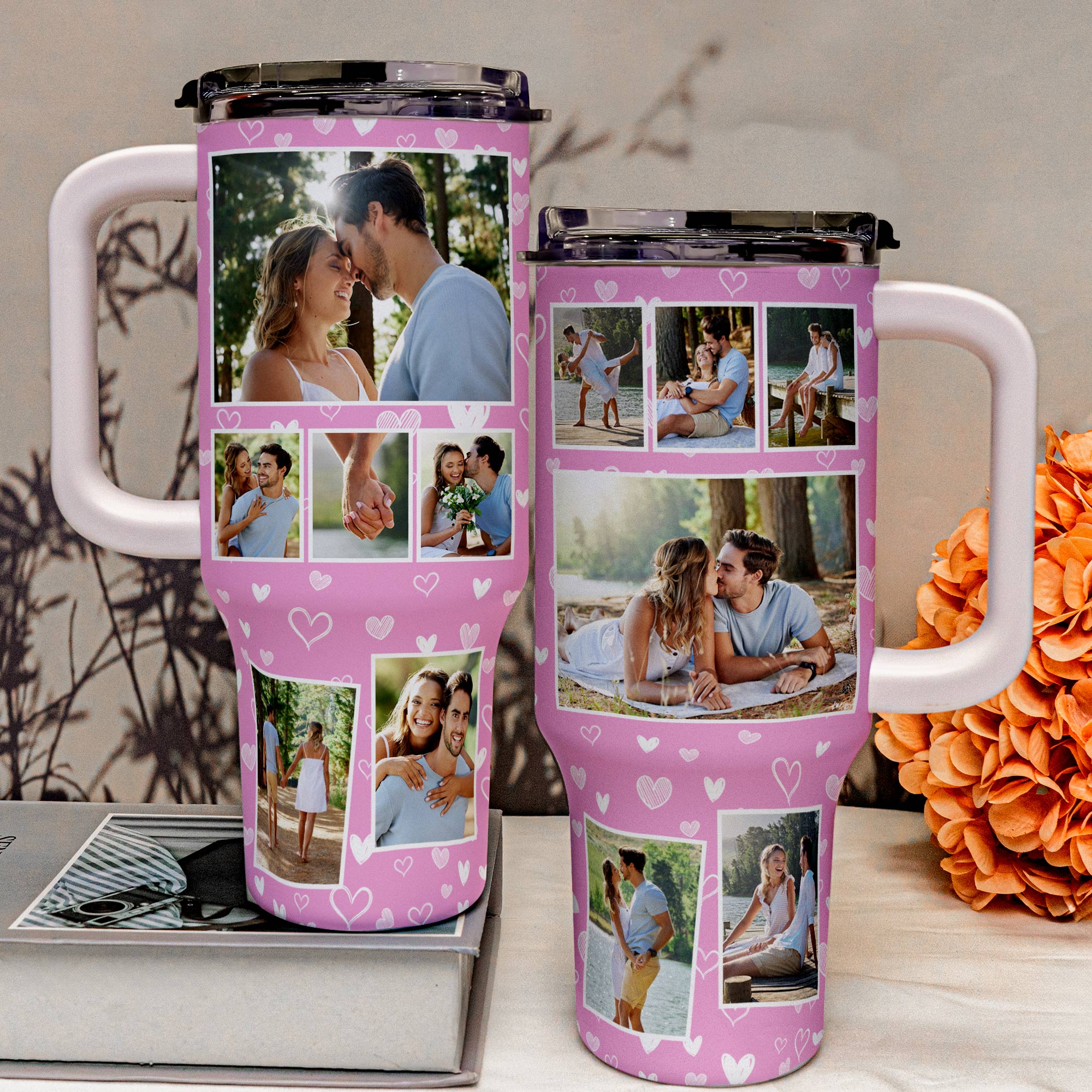 Photo Tumbler 40oz For Couple, Besties - Personalized Photo 40oz Tumbler With Straw