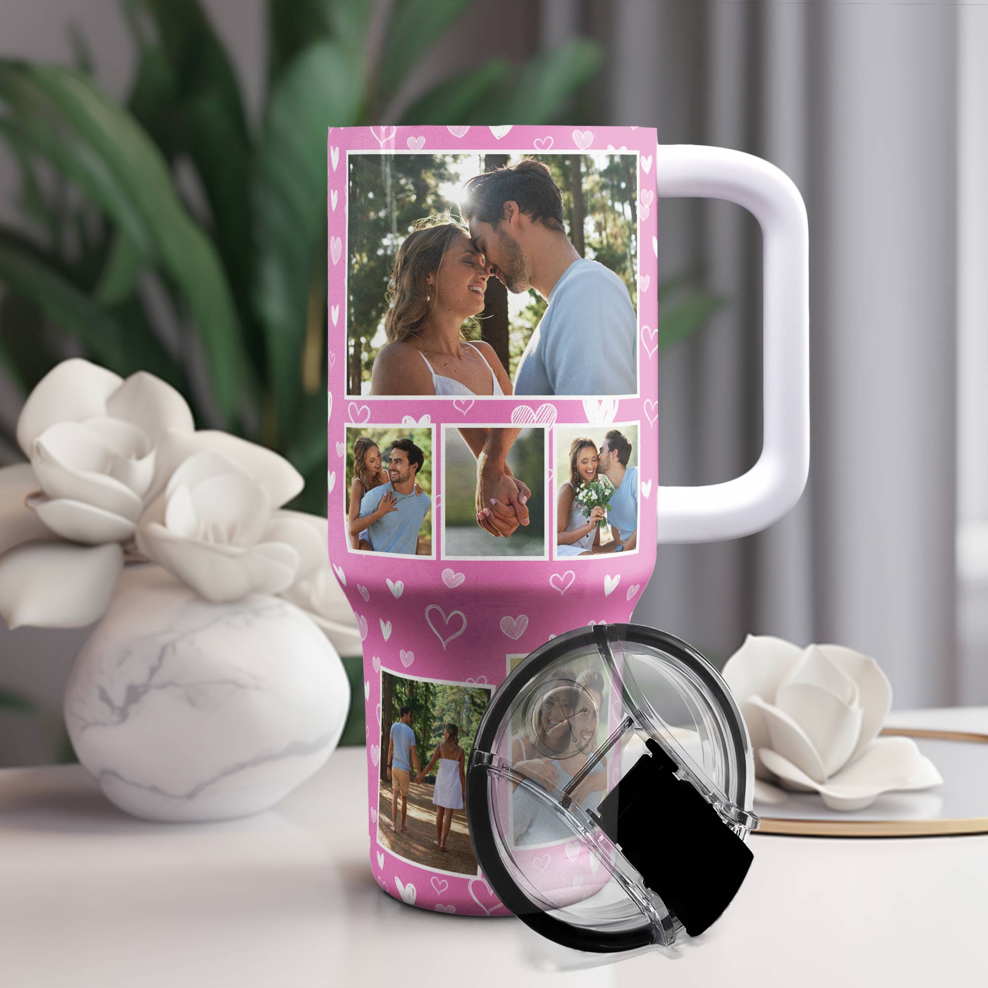 Photo Tumbler 40oz For Couple, Besties - Personalized Photo 40oz Tumbler With Straw