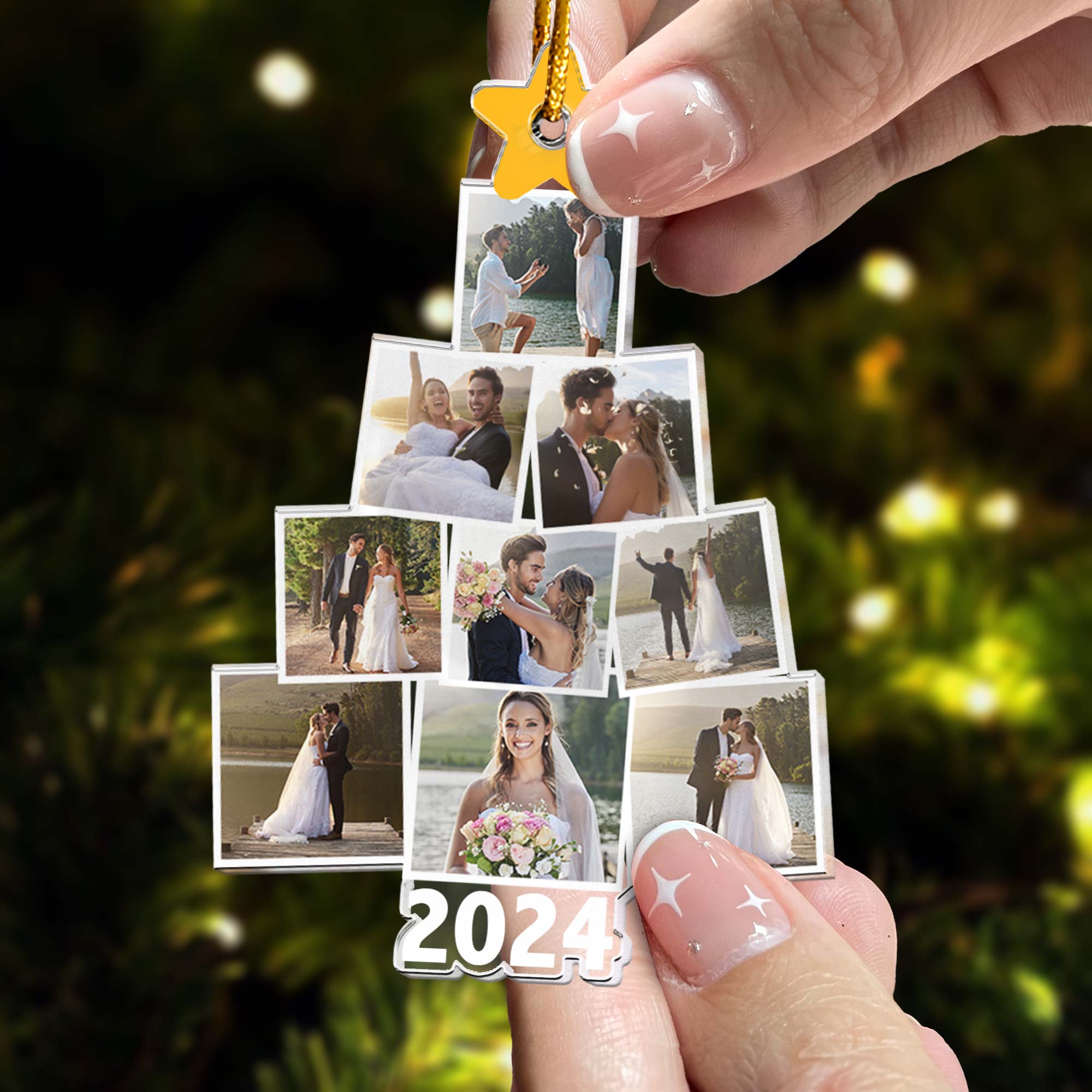 Photo Wedding Christmas Tree - Personalized Acrylic Photo Ornament