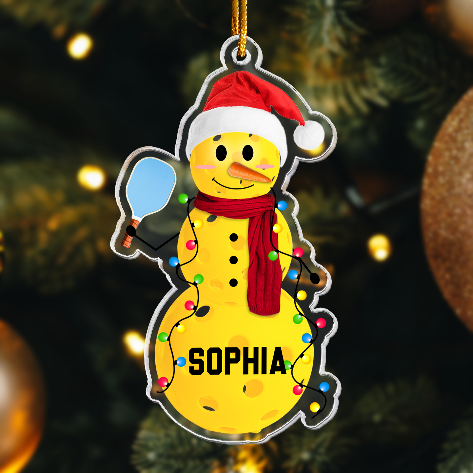 Pickleball Snowman - Gifts For Players, Team - Personalized Acrylic Ornament