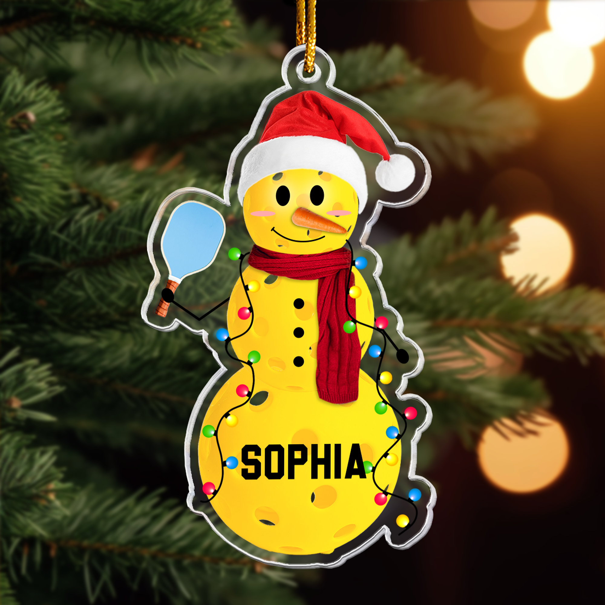 Pickleball Snowman - Gifts For Players, Team - Personalized Acrylic Ornament