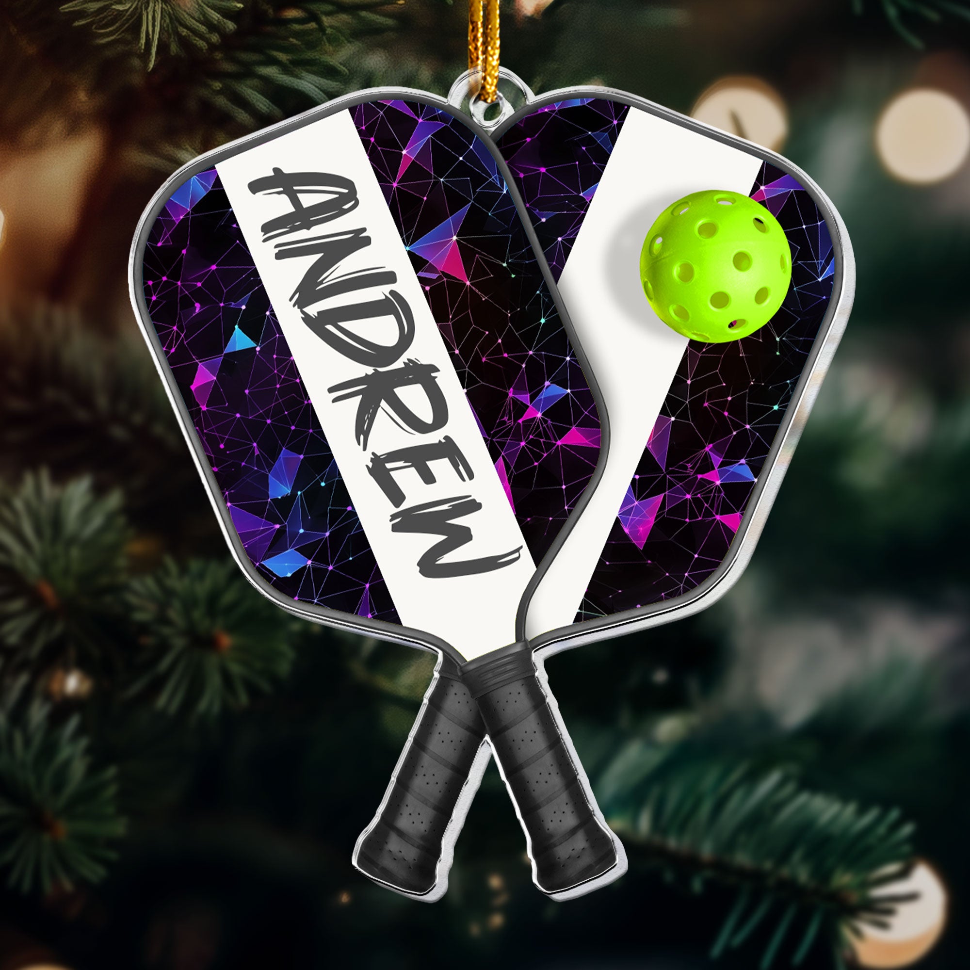 Pickleball With Paddles Rackets Ball Sport - Gifts For Player Team - Personalized Acrylic Ornament