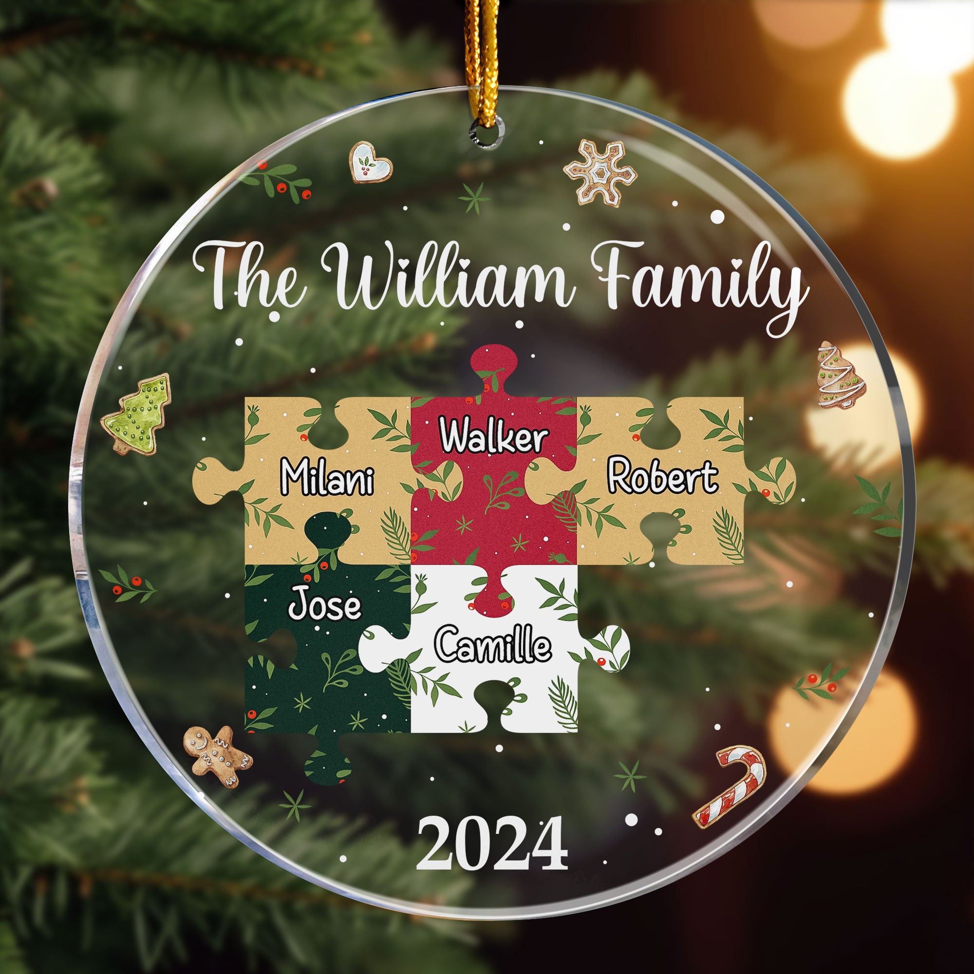 Pieces Of Family Names - Personalized Acrylic Ornament