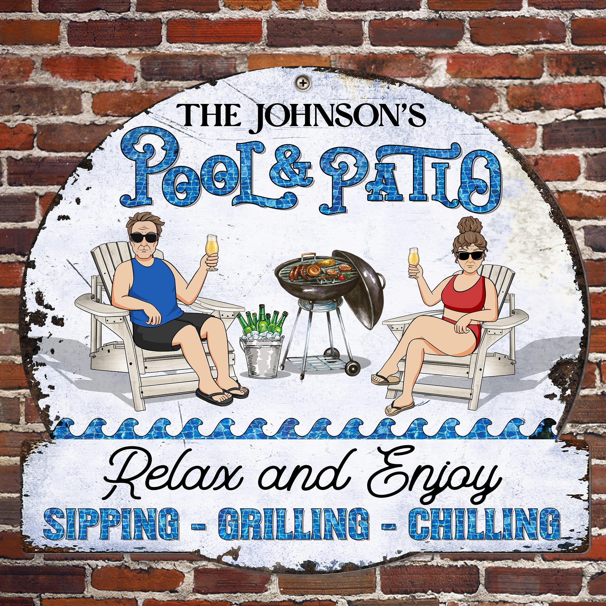 Pool And Patio - Personalized Metal Sign