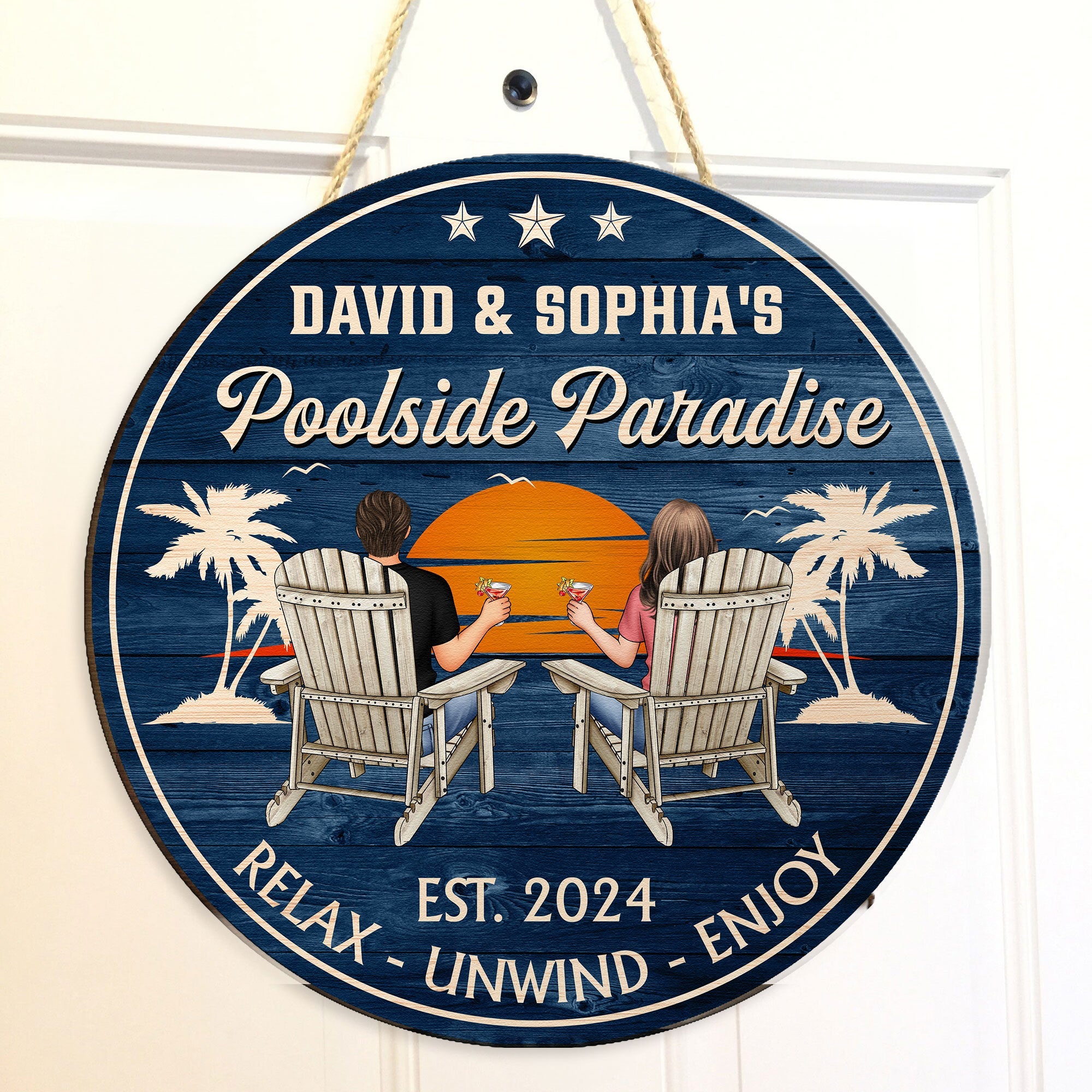 Poolside Paradise - Personalized Wood Sign