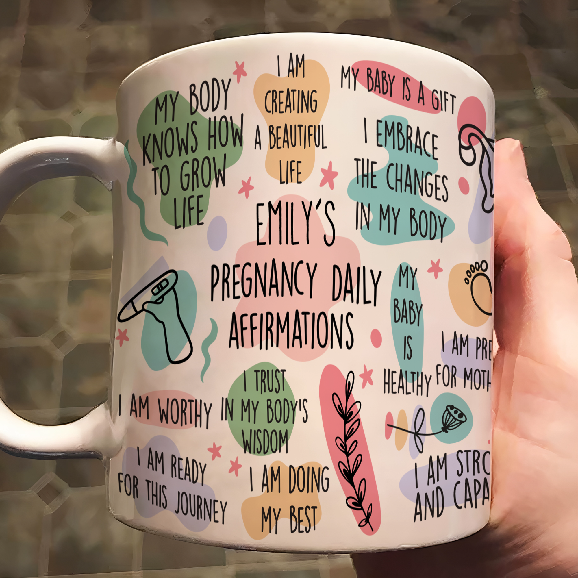 Pregnancy Daily Affirmations Gift For New Mom - Personalized Mug