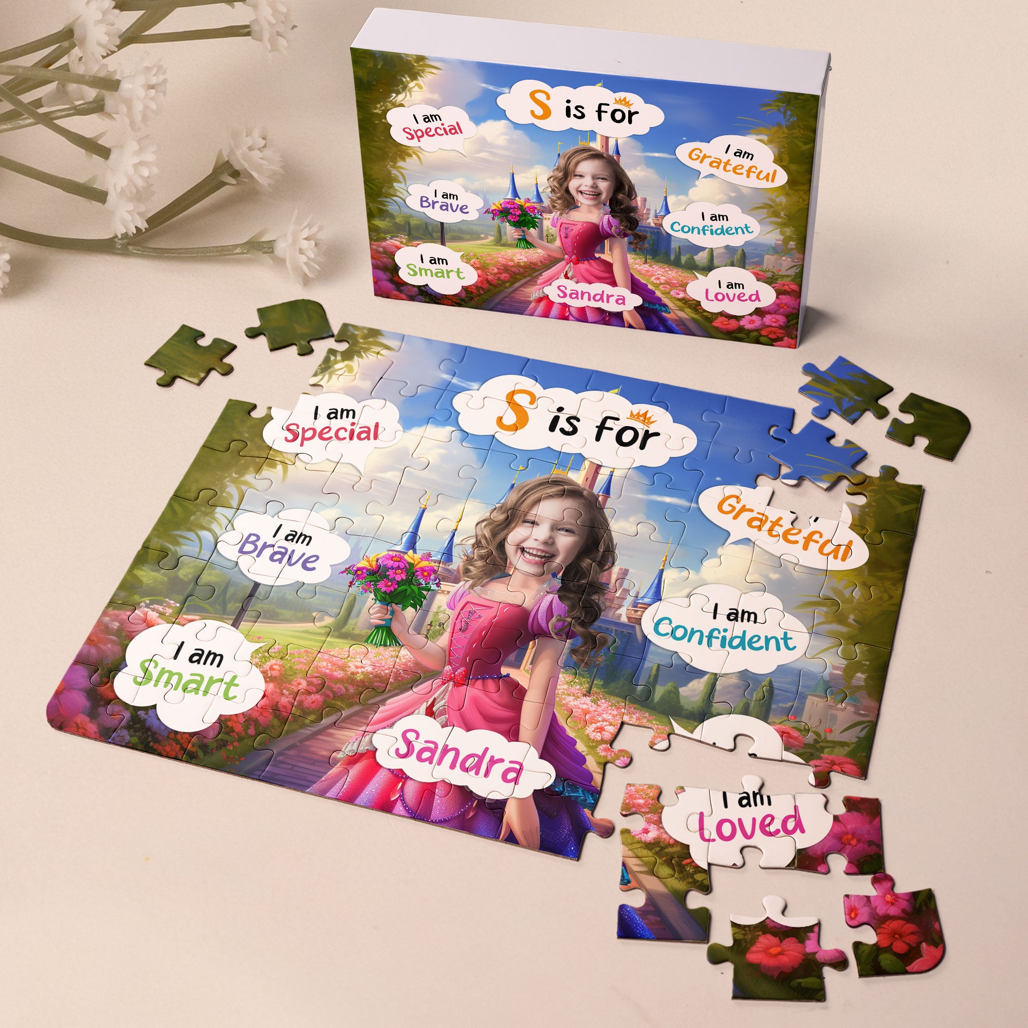 Princess Pink Dress - Board Game For Daughters, Kids - Personalized Photo Jigsaw Puzzle