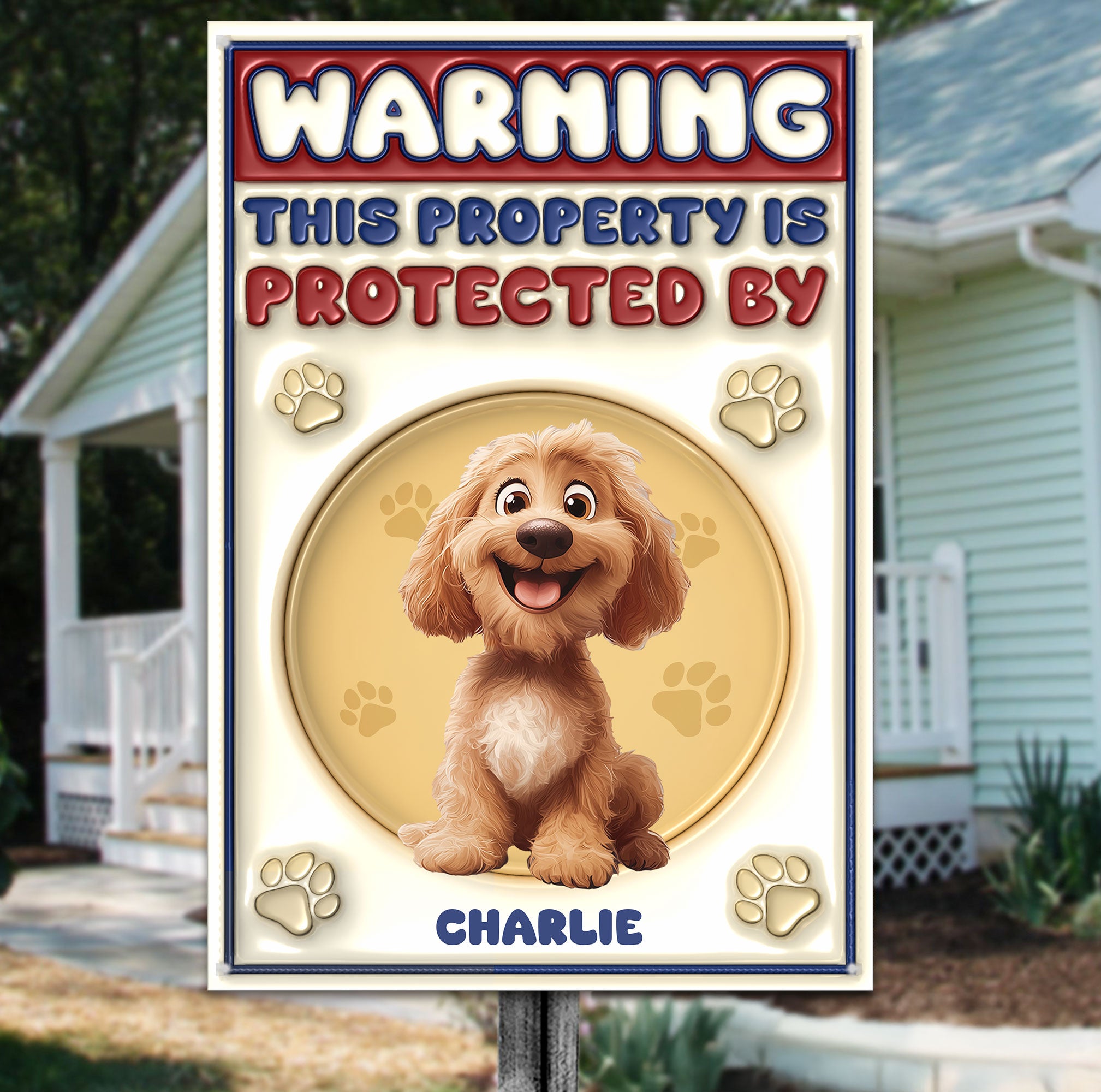 Property Is Protected By 3D Style Pattern - Personalized Metal Sign