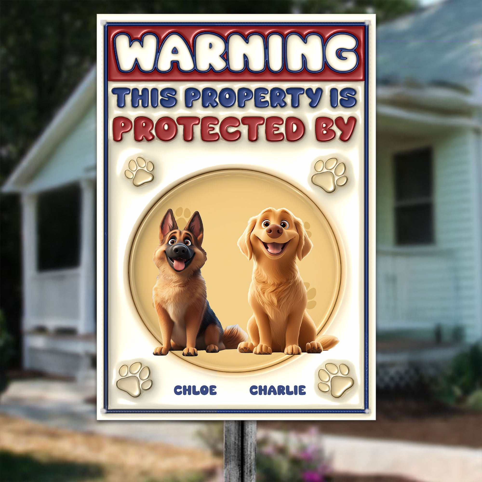 Property Is Protected By 3D Style Pattern - Personalized Metal Sign