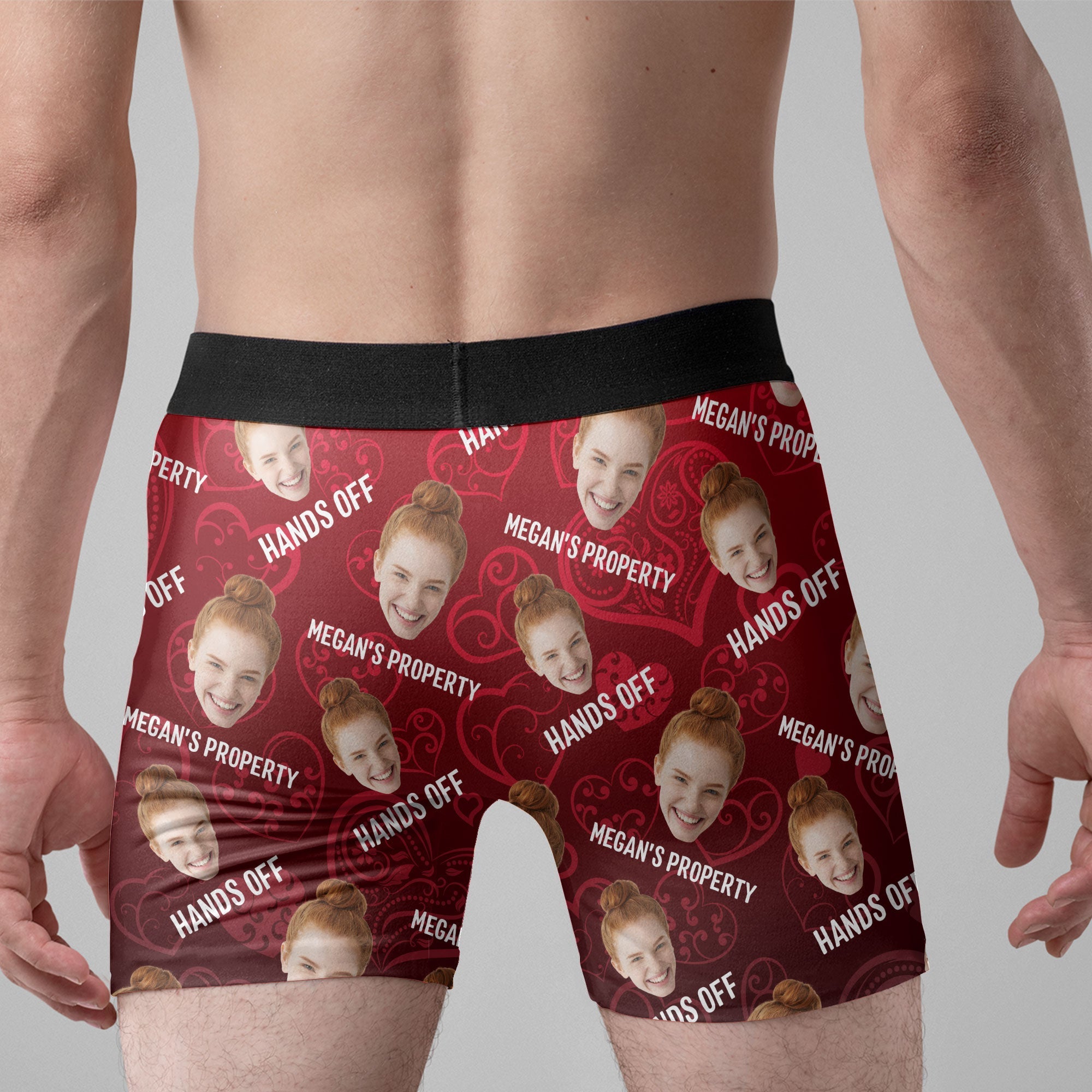 Property Of Funny Hands Off Custom Faces - Personalized Photo Men's Boxer Briefs - Birthday Gifts For Men, Husband, Him, Boyfriend