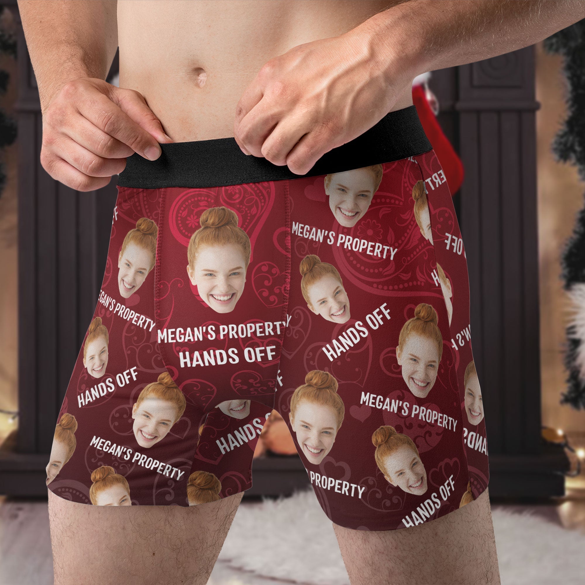 Property Of Funny Hands Off Custom Faces - Personalized Photo Men's Boxer Briefs - Birthday Gifts For Men, Husband, Him, Boyfriend