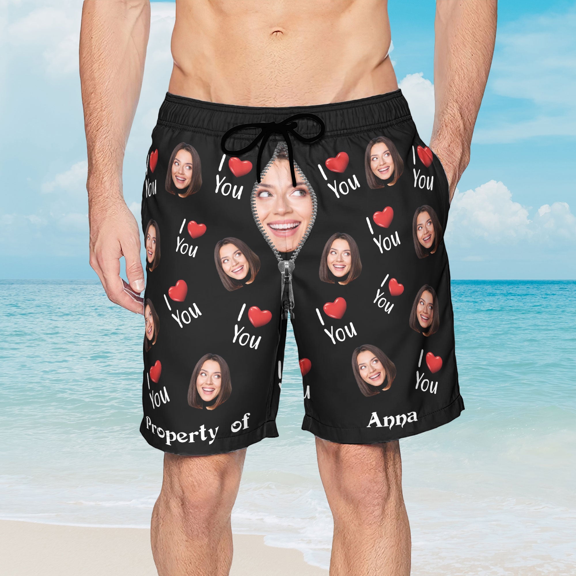 Property Of Wife - Personalized Photo Beach Shorts