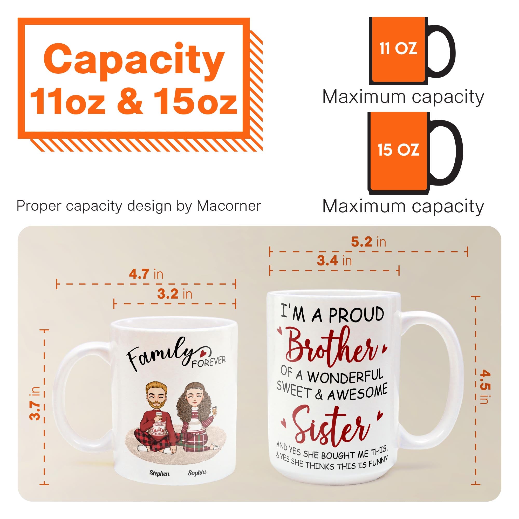 Proud Brother Of A Wonderful & Sweet Sister - Personalized Mug - Christmas, New Year Gift For Family, Sisters, Brothers, Siblings