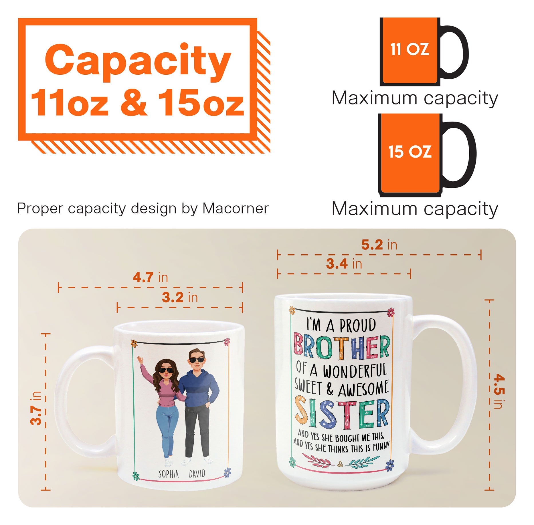 Proud Brother Of Wonderful & Sweet Sister - Personalized Mug