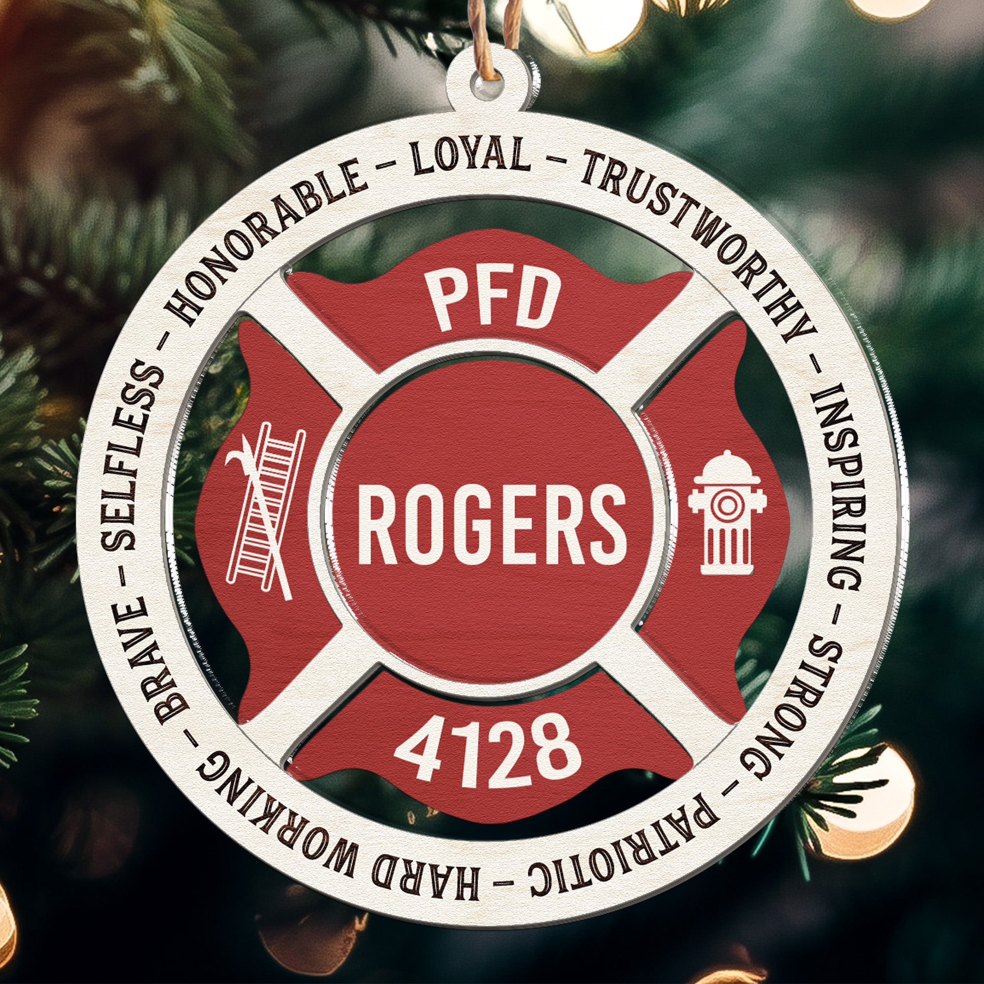 Proud Firefighter - Personalized Wood And Acrylic Ornament