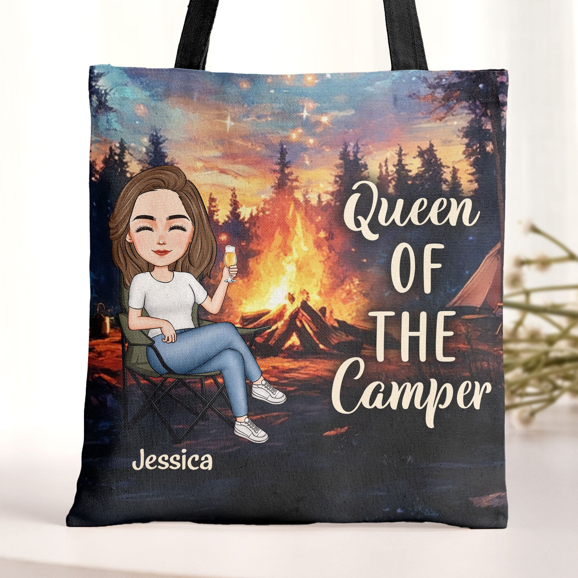 Queen Of The Camper Gift For Camping Lovers - Personalized Tote Bag