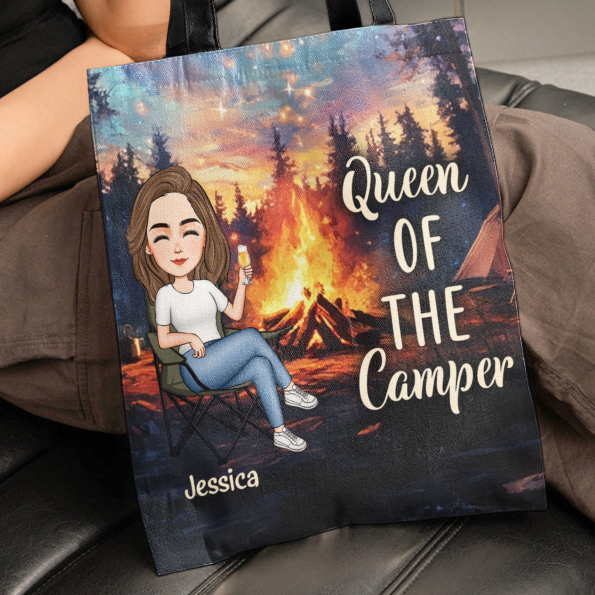 Queen Of The Camper Gift For Camping Lovers - Personalized Tote Bag