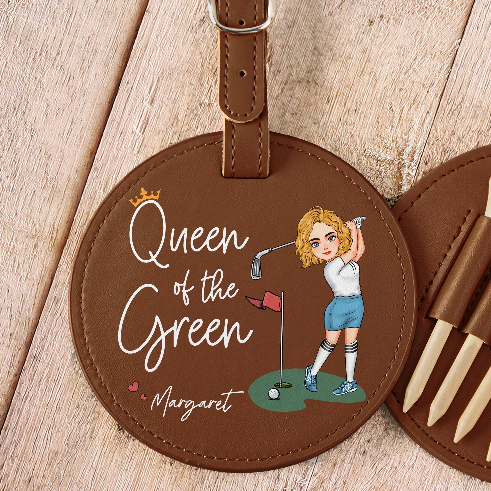 Queen Of The Green - Personalized Leather Golf Bag Tag