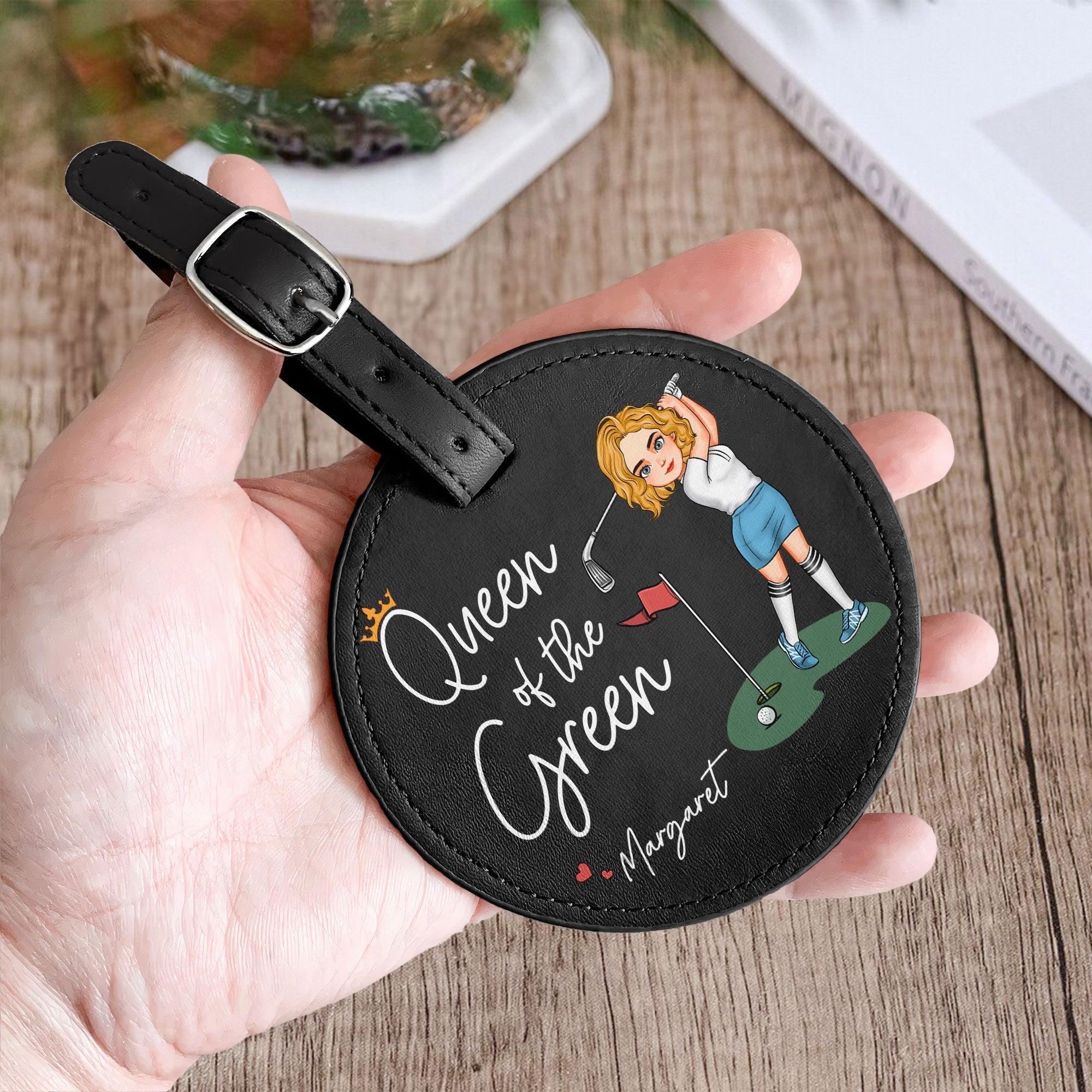 Queen Of The Green - Personalized Leather Golf Bag Tag