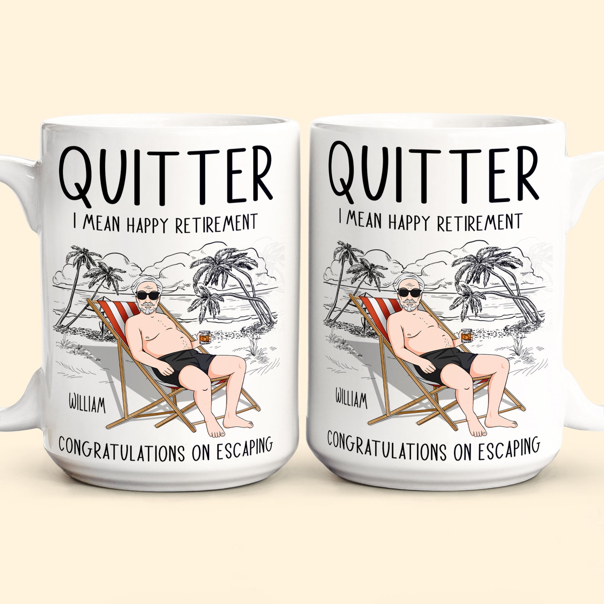 Quitter Mean Happy Retirement - Personalized Mug